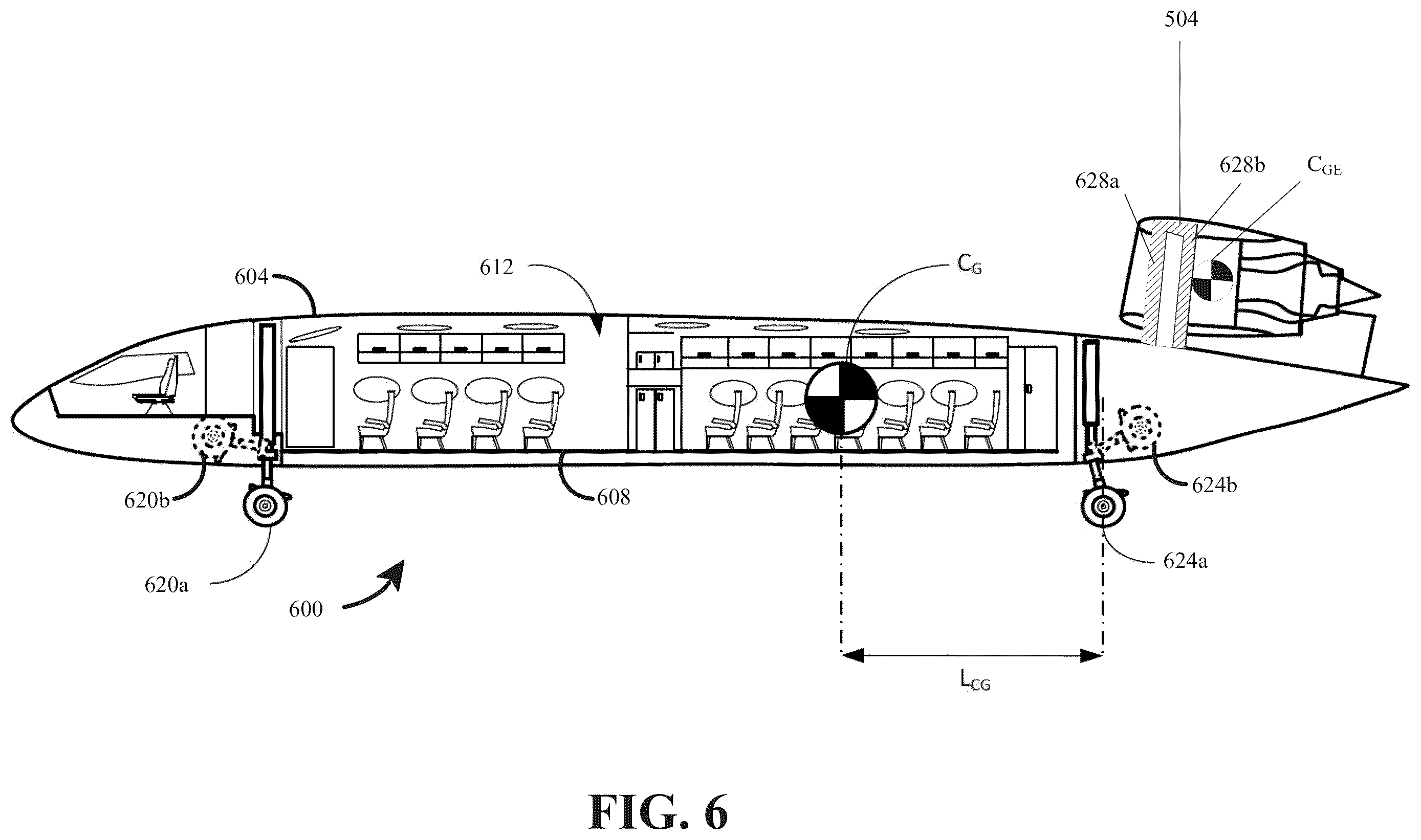 Patent US12583585 Figure 6 – Blended wing body aircraft with rear engines