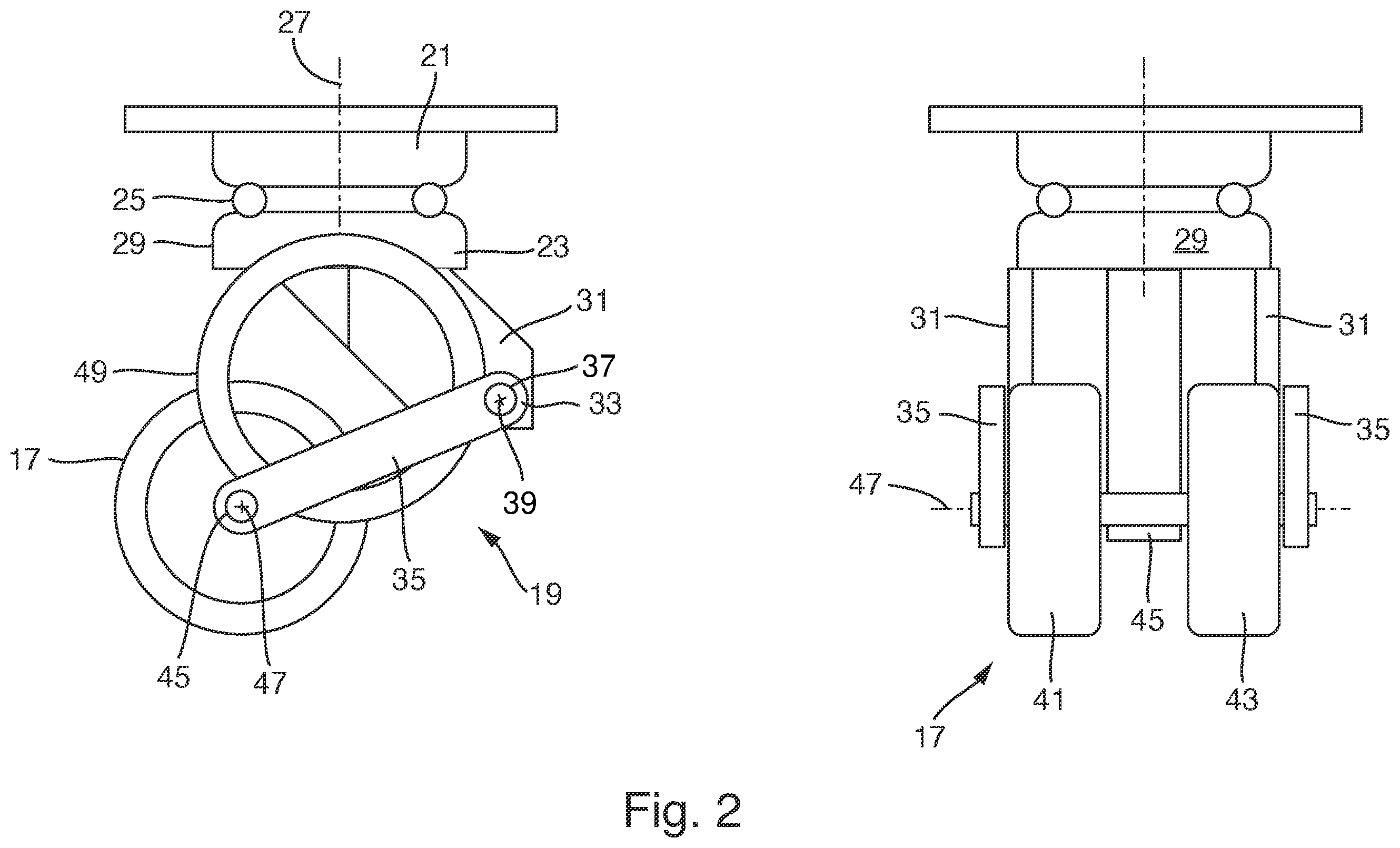 Patent US12583587 Figure 2 – Movable cargo support having vertically biased wheel members