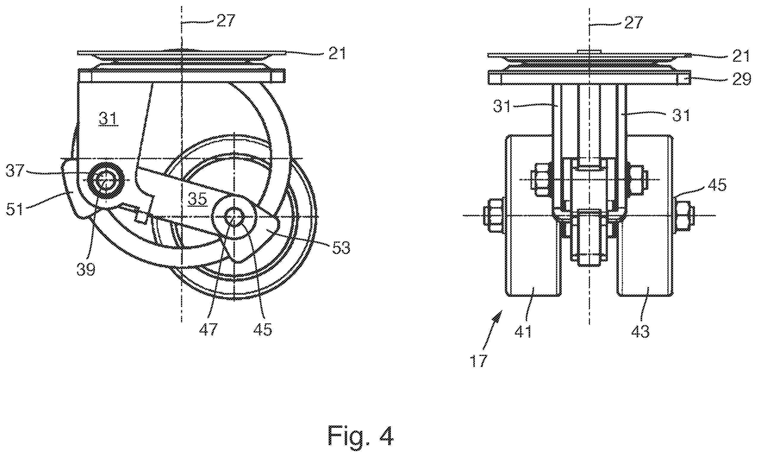 Patent US12583587 Figure 4 – Movable cargo support having vertically biased wheel members