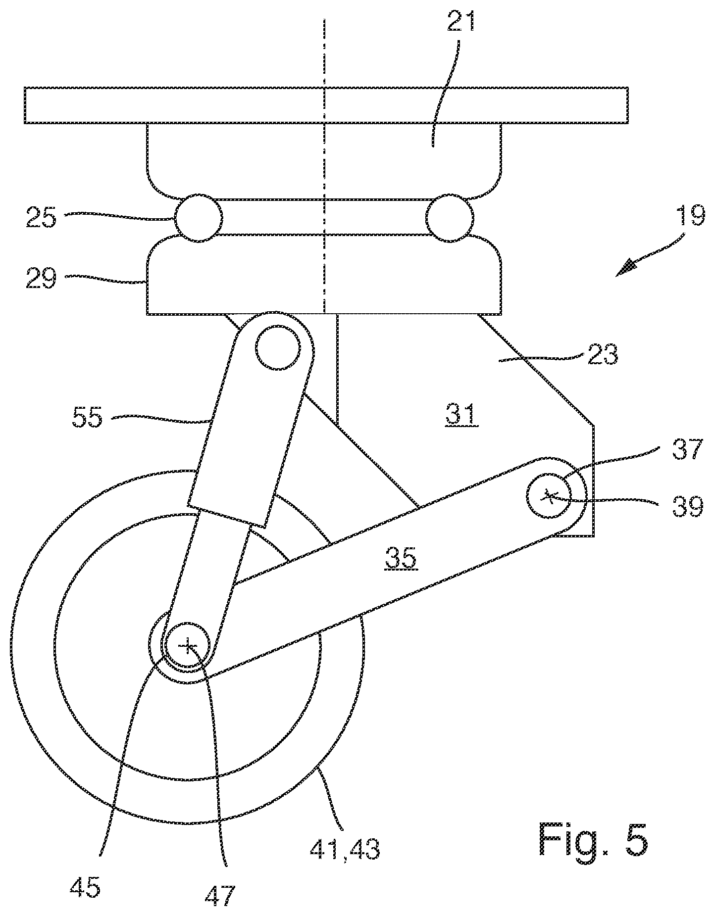 Patent US12583587 Figure 5 – Movable cargo support having vertically biased wheel members