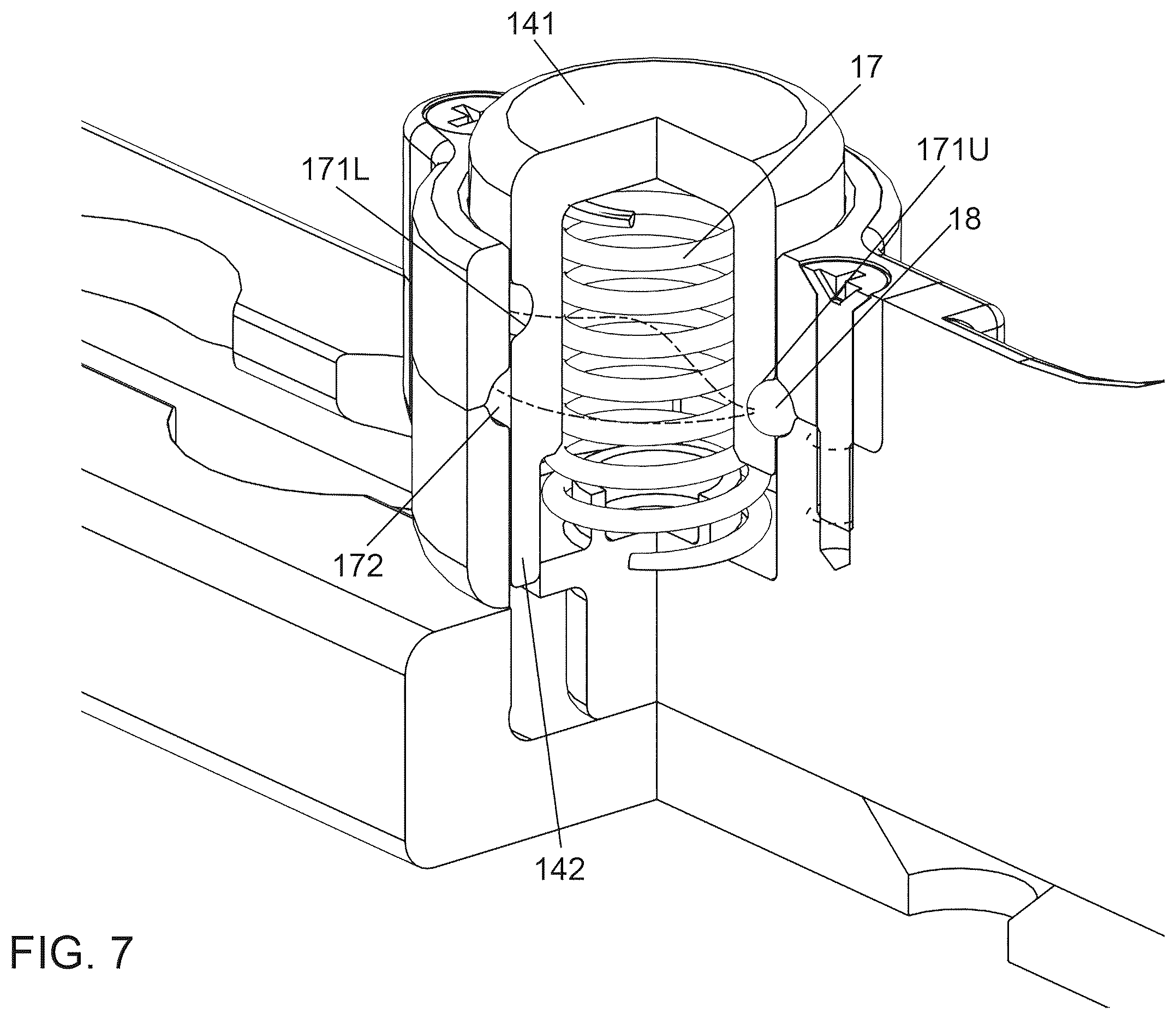 Patent US12583589 Figure 7 – Lockable mounting fitting