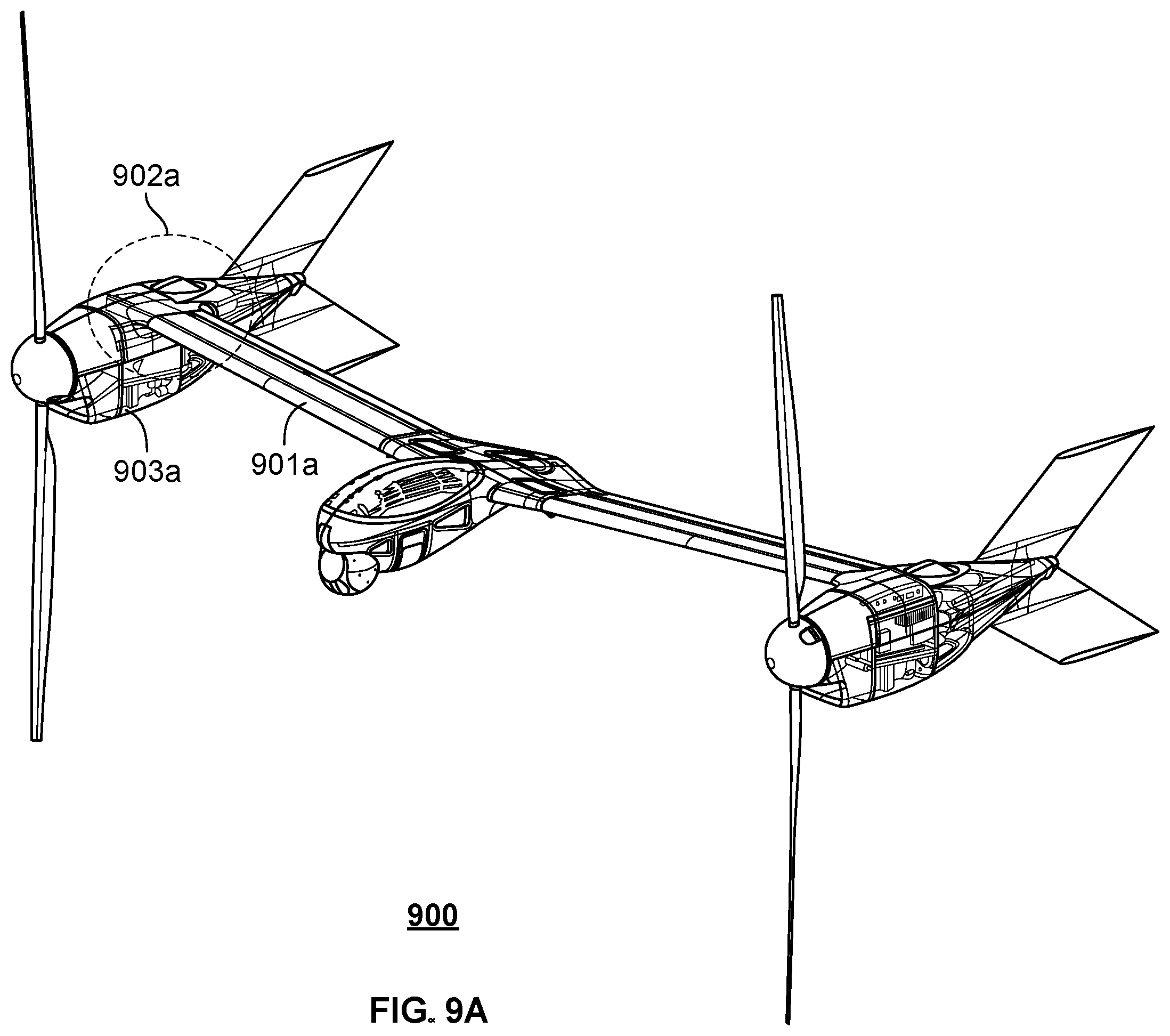 Patent US12583599 Figure 12 – Connectors and joints for dual engine vertical take off and landing collapsible fixed wing aircraft