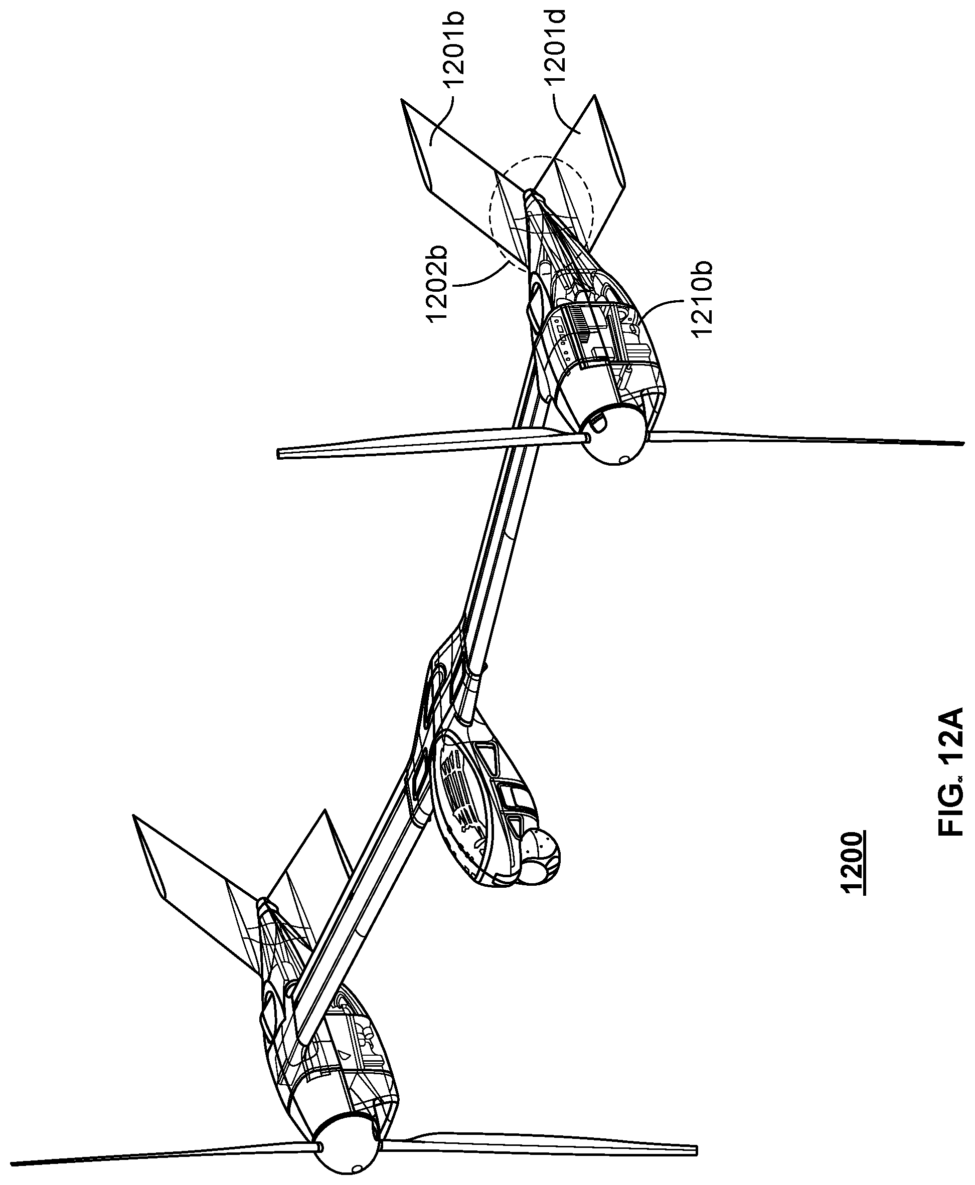 Patent US12583599 Figure 19 – Connectors and joints for dual engine vertical take off and landing collapsible fixed wing aircraft