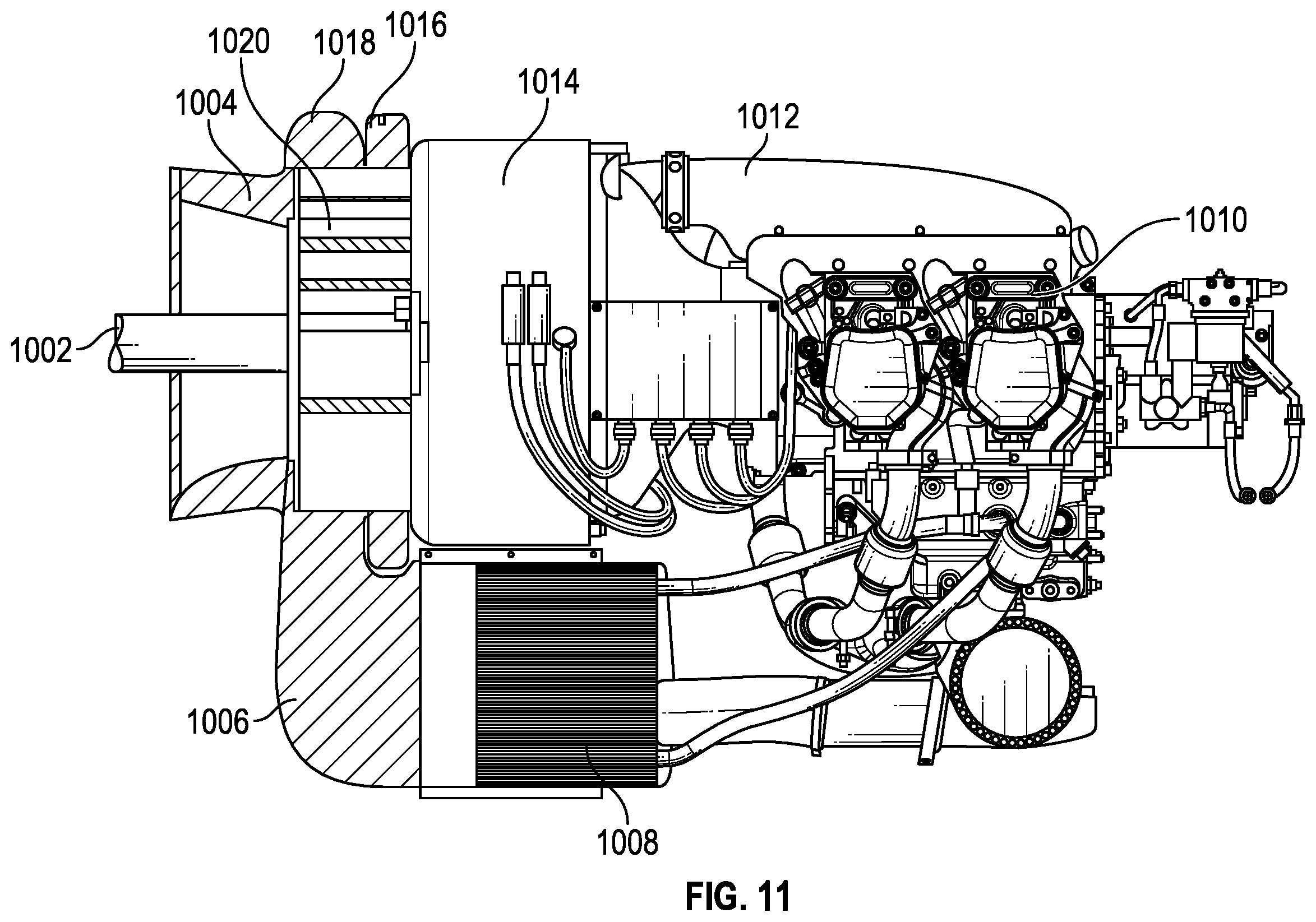 Patent US12583607 Figure 12 – Simultaneous air cooling of multiple elements of a hybrid powerplant