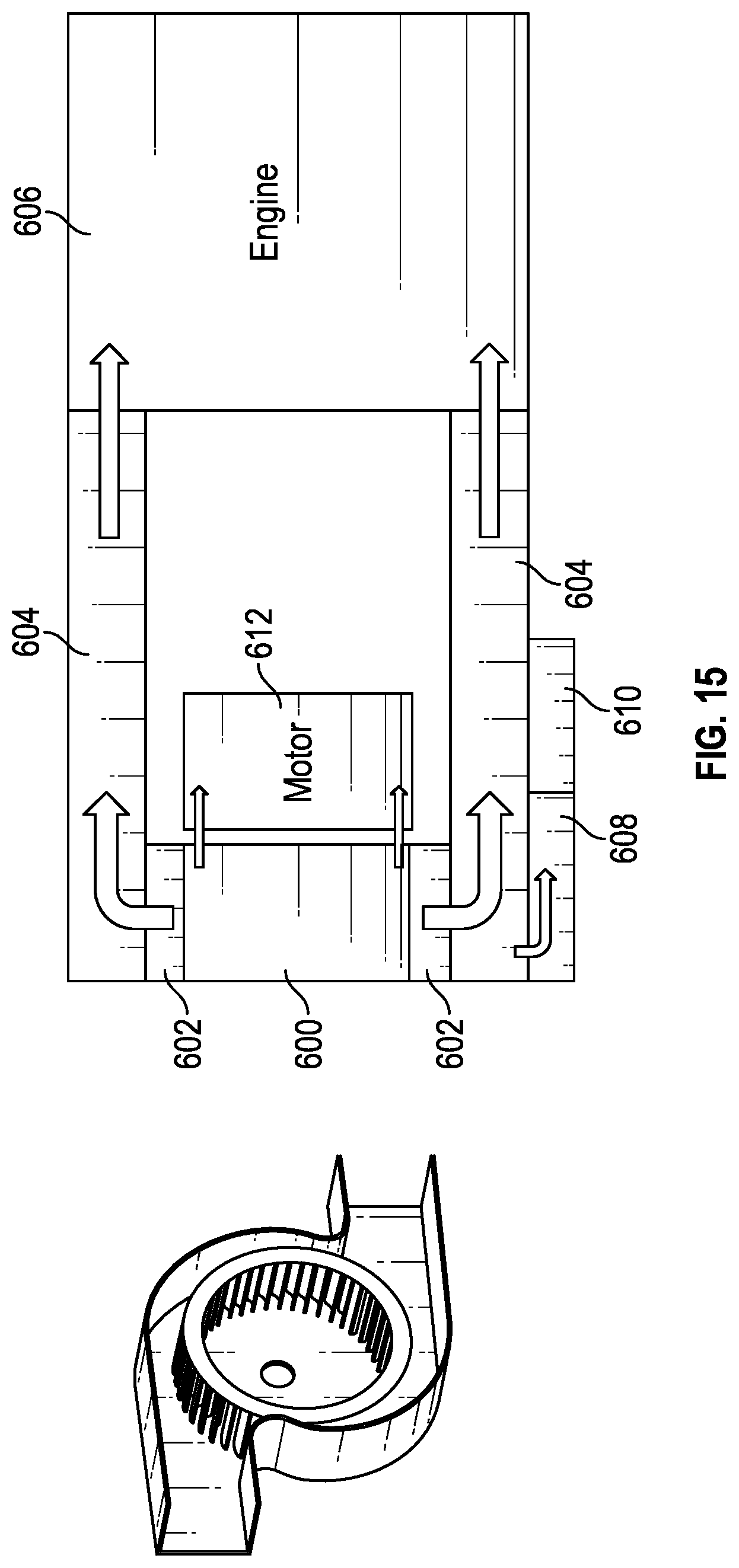 Patent US12583607 Figure 16 – Simultaneous air cooling of multiple elements of a hybrid powerplant