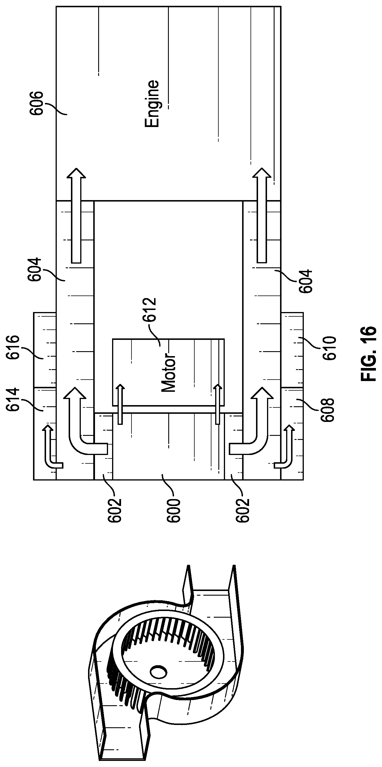 Patent US12583607 Figure 17 – Simultaneous air cooling of multiple elements of a hybrid powerplant