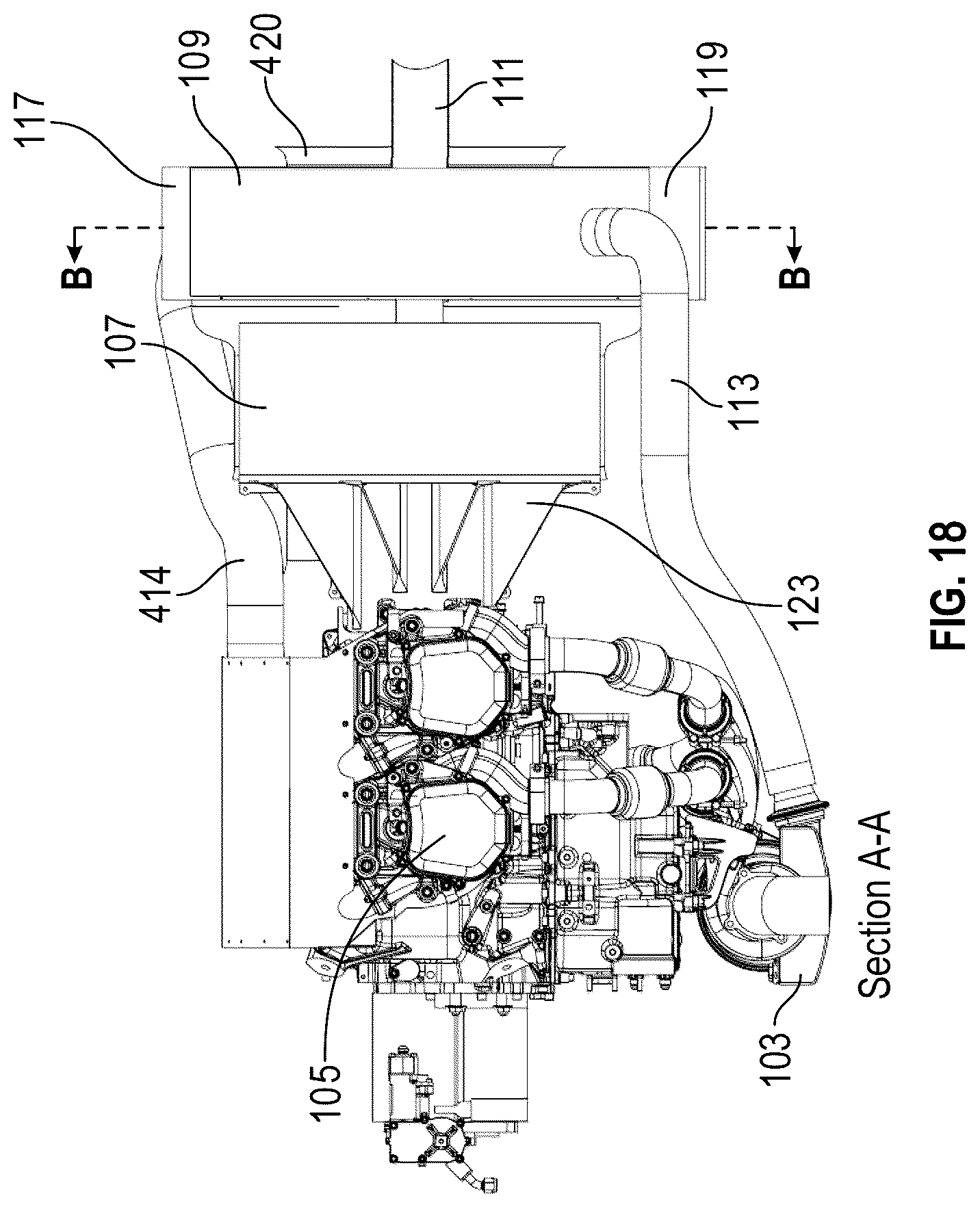 Patent US12583607 Figure 19 – Simultaneous air cooling of multiple elements of a hybrid powerplant