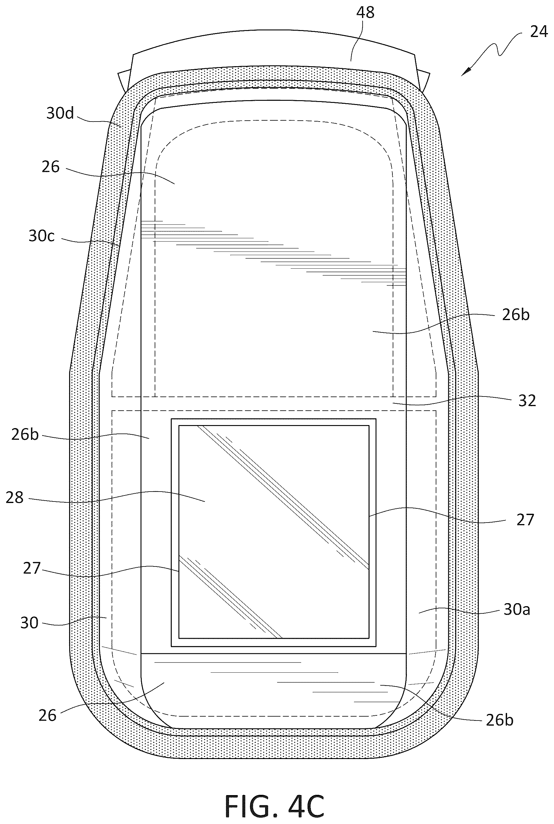 Patent US12583621 Figure 8 – Debris barrier for aircraft window assembly and method