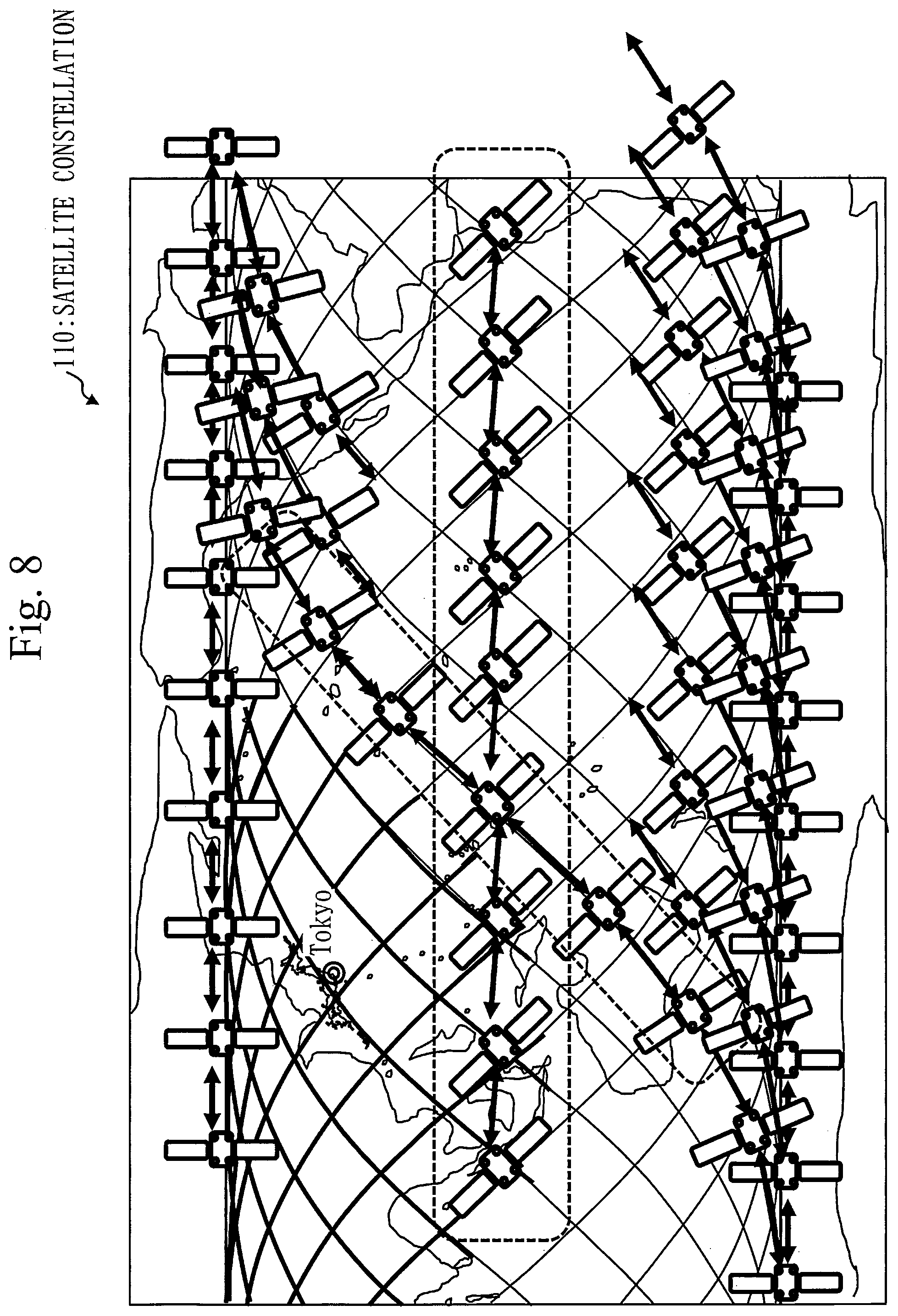 Patent US12583627 Figure 8 – Hybrid constellation and flying object monitoring system