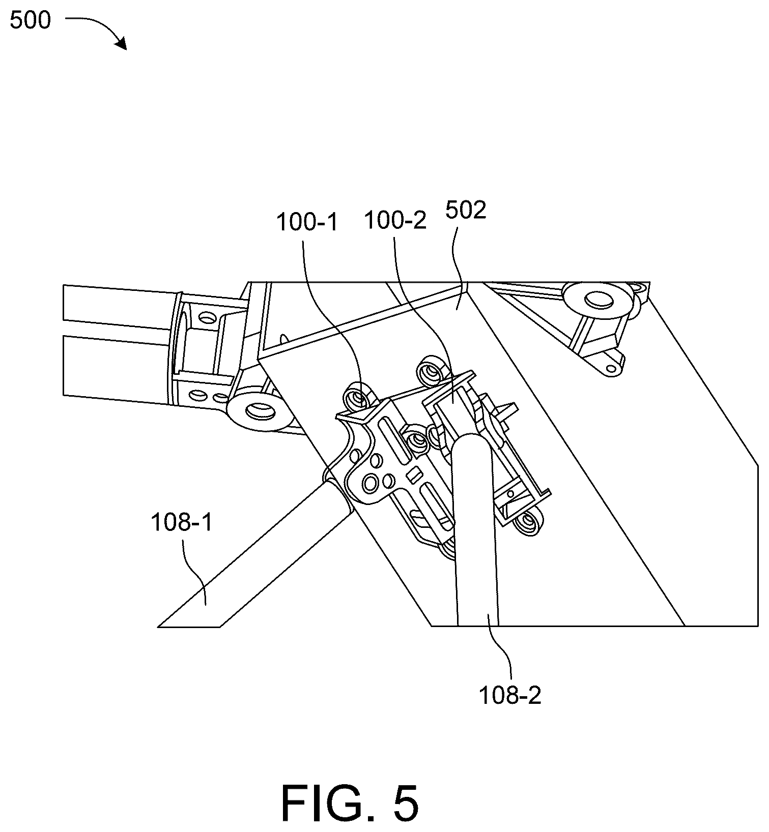 Patent US12583634 Figure 5 – Aggregate toggling between deployed and folded position by deflection of a plate spring