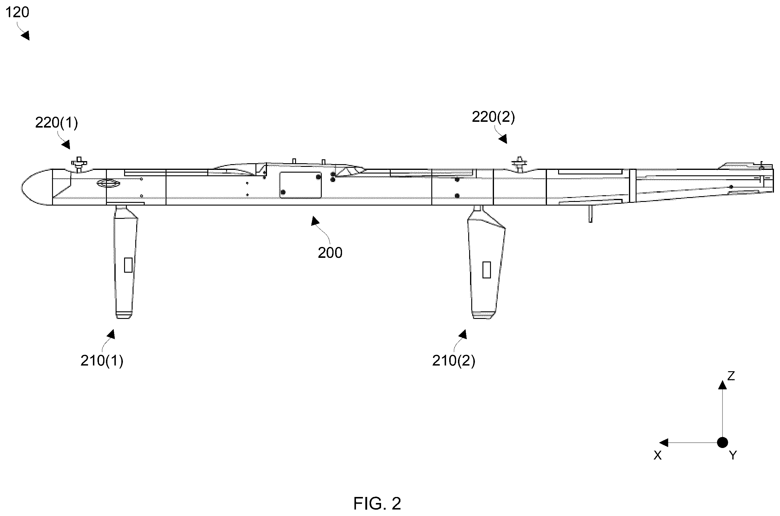 Patent US12583635 Figure 2 – Utilizing multi-directional energy-absorbing landing gear for vertical takeoff and landing