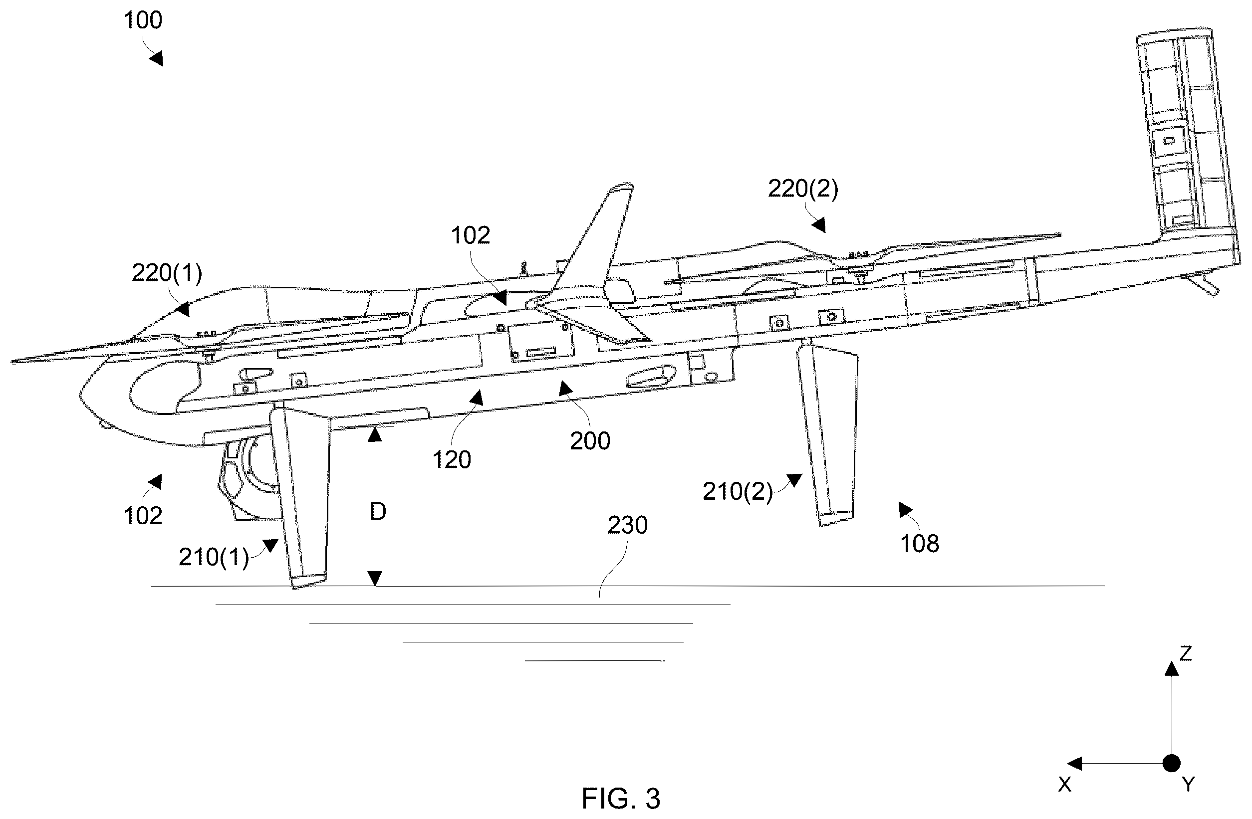 Patent US12583635 Figure 3 – Utilizing multi-directional energy-absorbing landing gear for vertical takeoff and landing