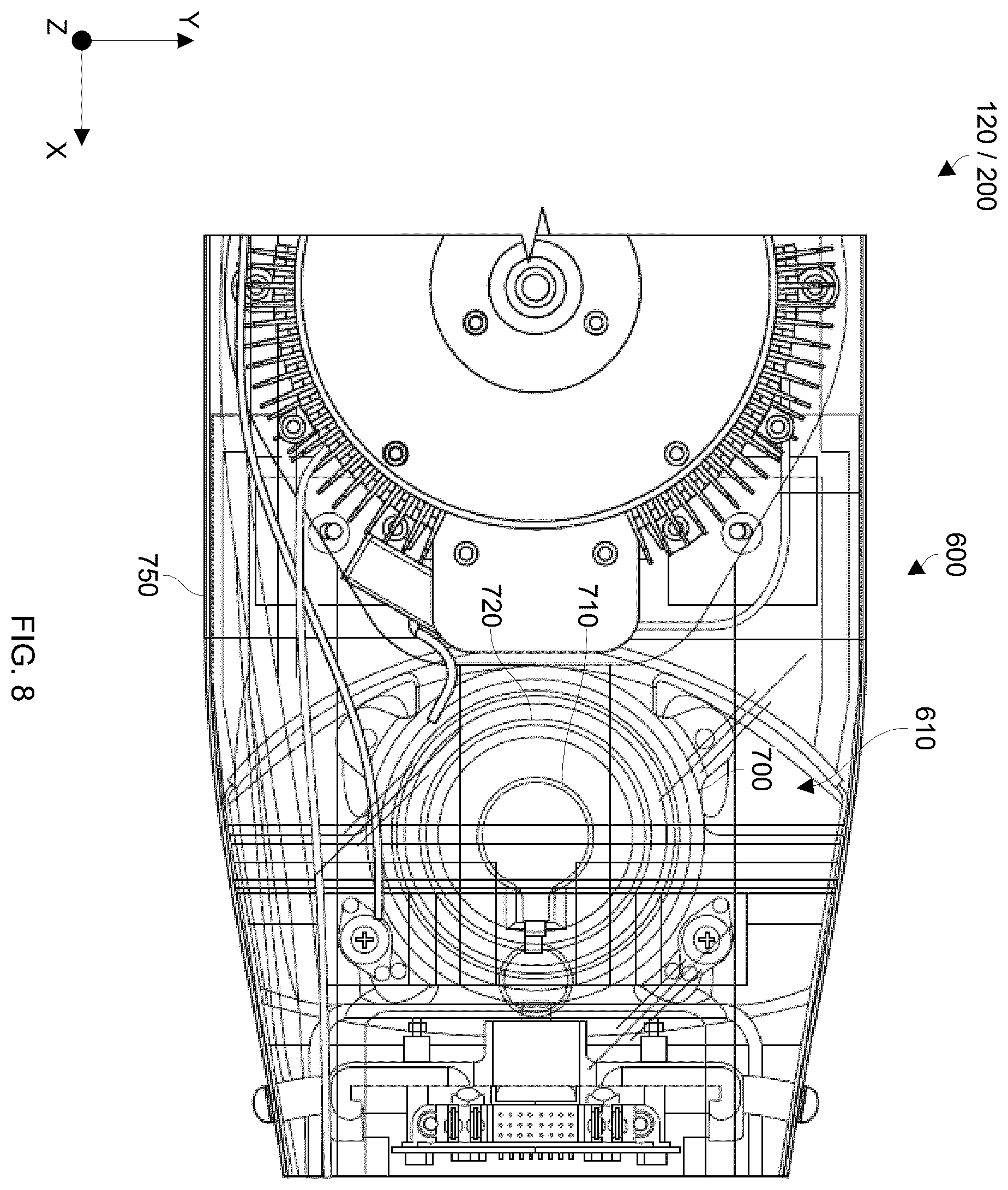 Patent US12583635 Figure 8 – Utilizing multi-directional energy-absorbing landing gear for vertical takeoff and landing