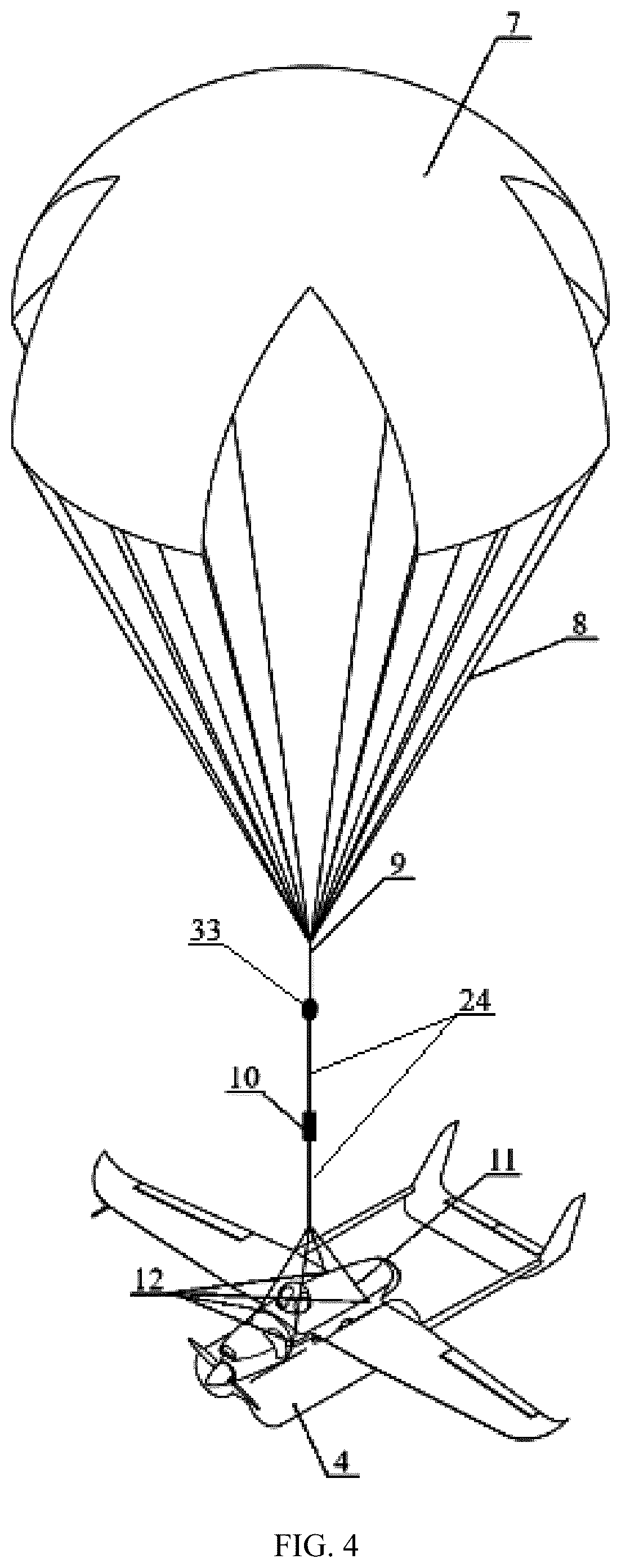 Patent US12583636 Figure 3 – Landing system for a fixed-wing unmanned aerial vehicle (UAV)