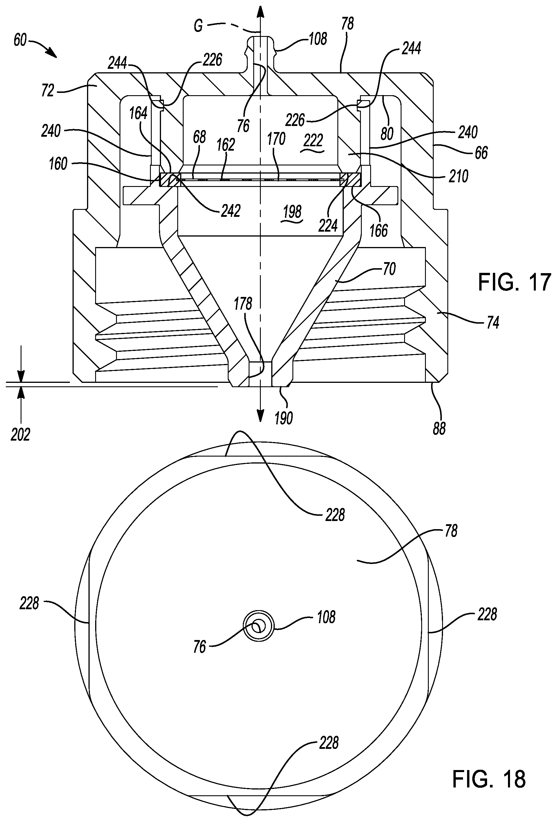 Patent US12583653 Figure 13 – Tank breather cap with integrated filter, splash protection, and nipple for breather hose