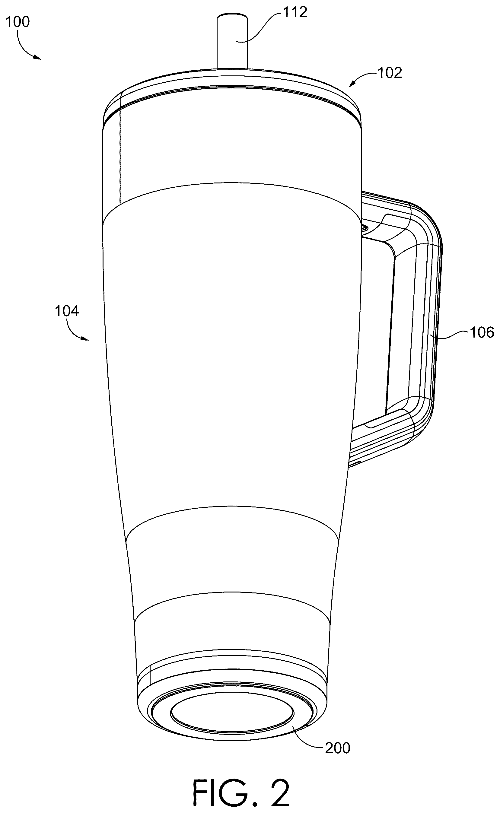 Patent US12583659 Figure 2 – No spill straw