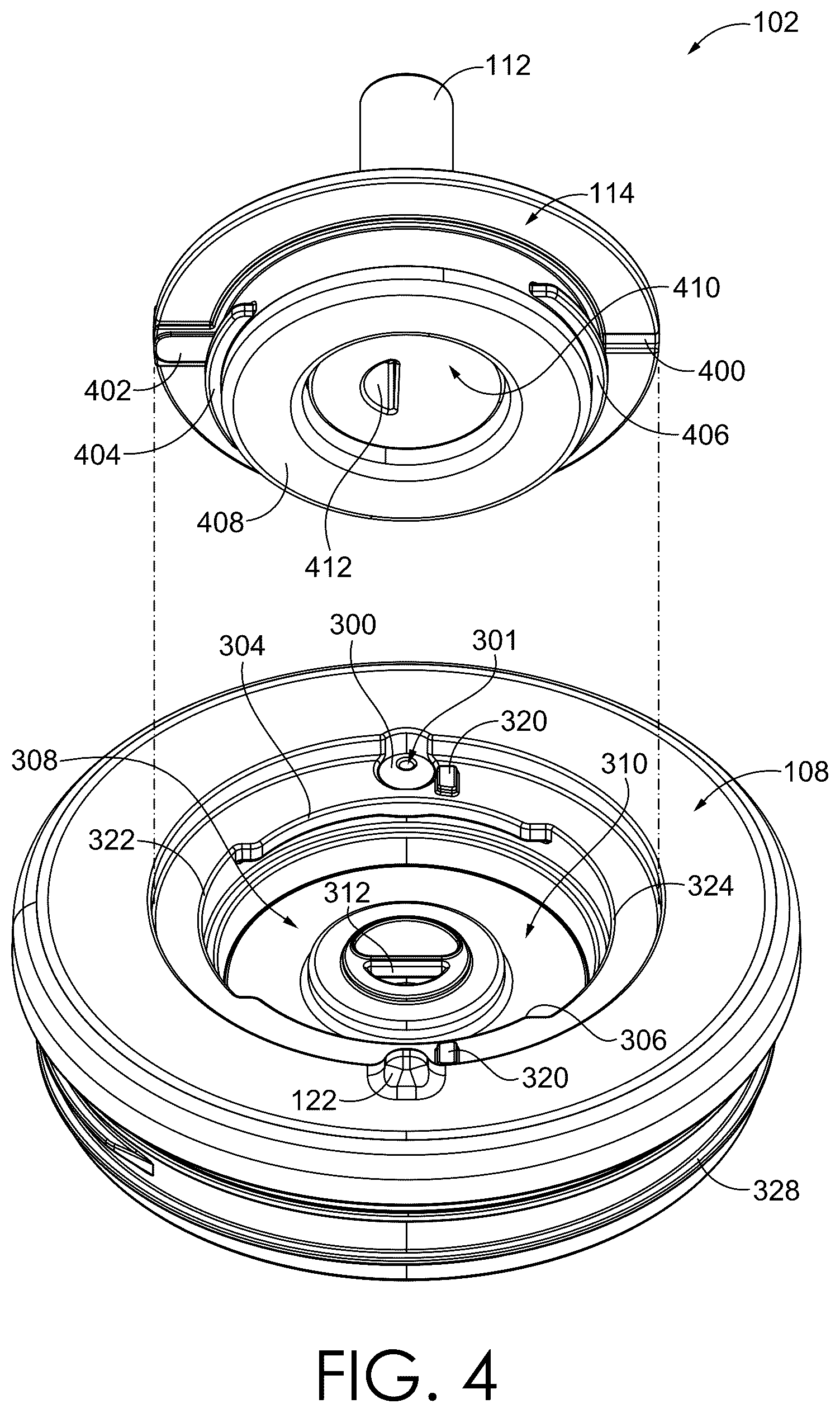 Patent US12583659 Figure 4 – No spill straw