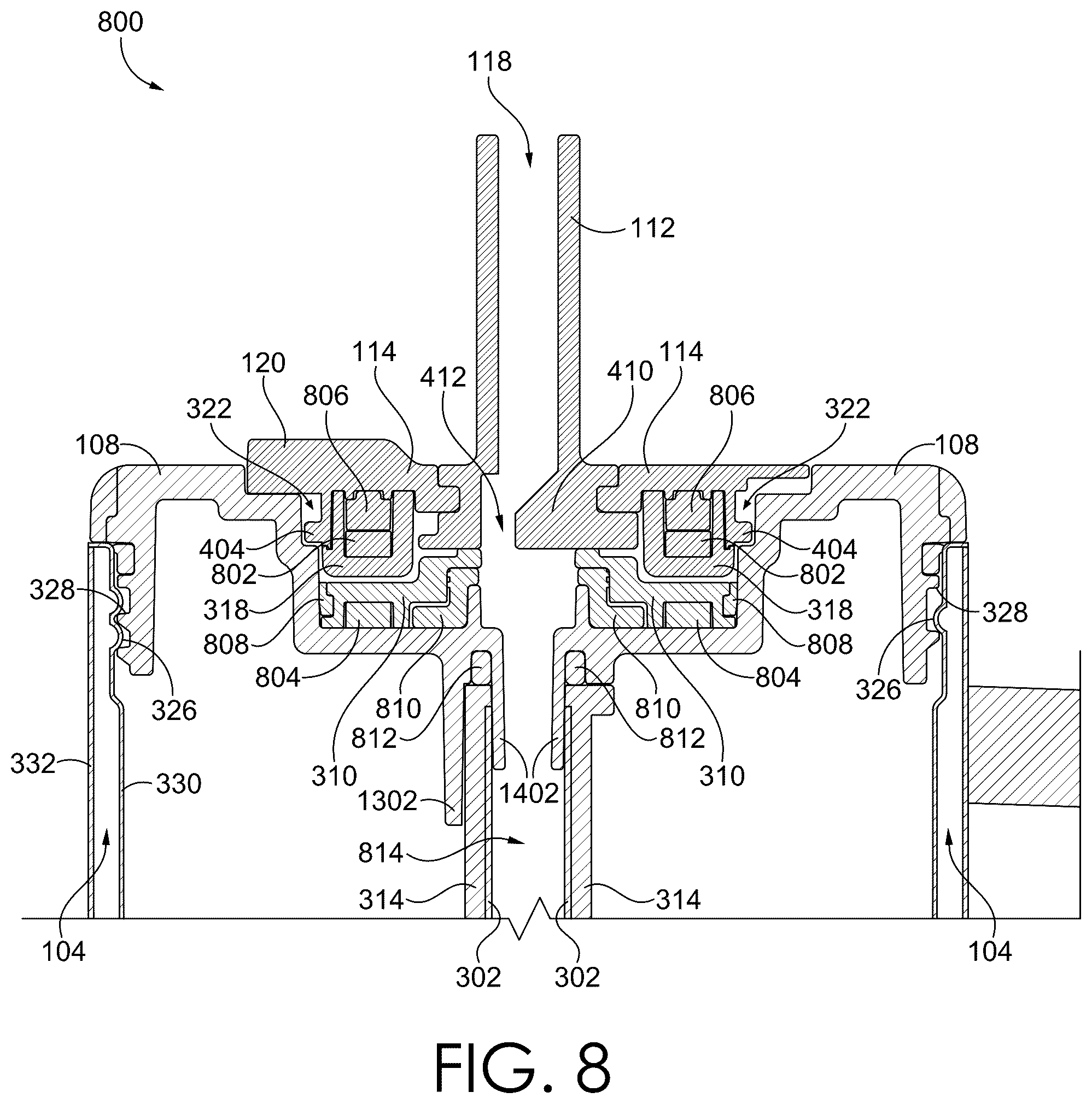 Patent US12583659 Figure 8 – No spill straw