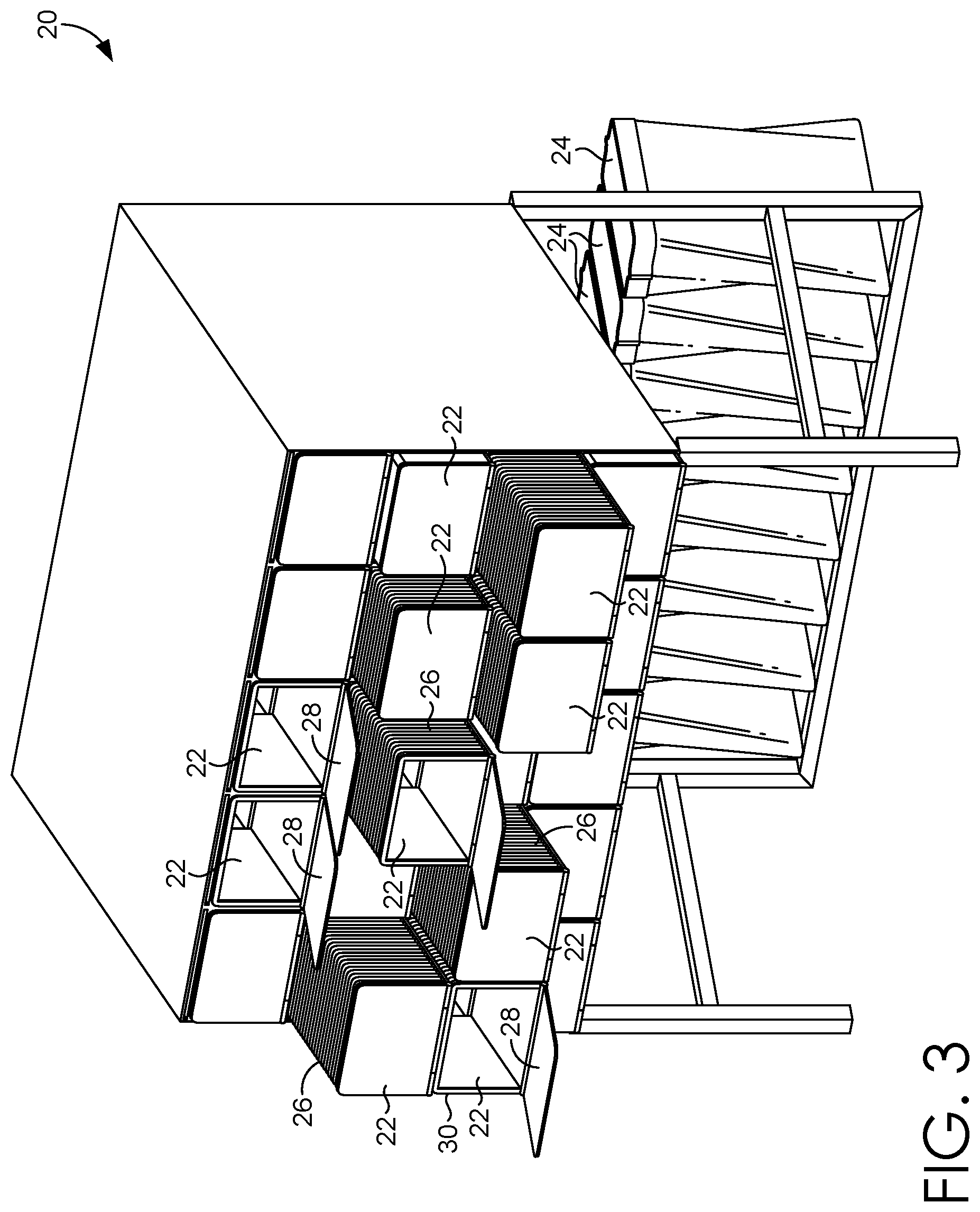 Patent US12583664 Figure 3 – Adjustable storage systems, adjustable storage receptacles, and methods of manufacturing and using the same