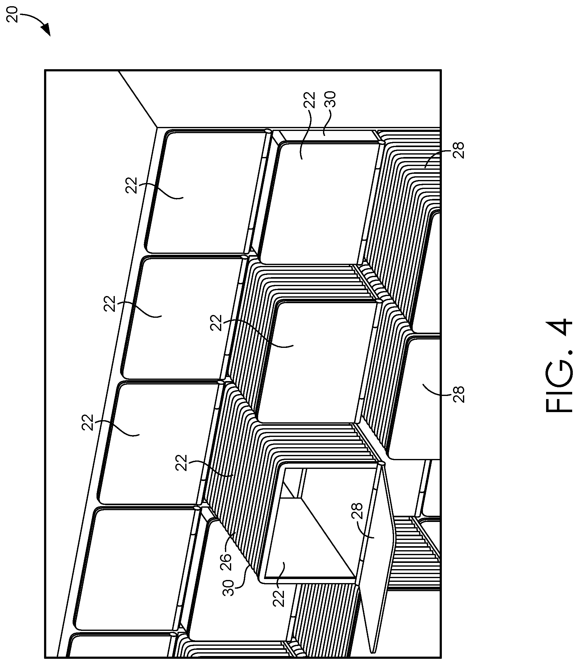 Patent US12583664 Figure 4 – Adjustable storage systems, adjustable storage receptacles, and methods of manufacturing and using the same
