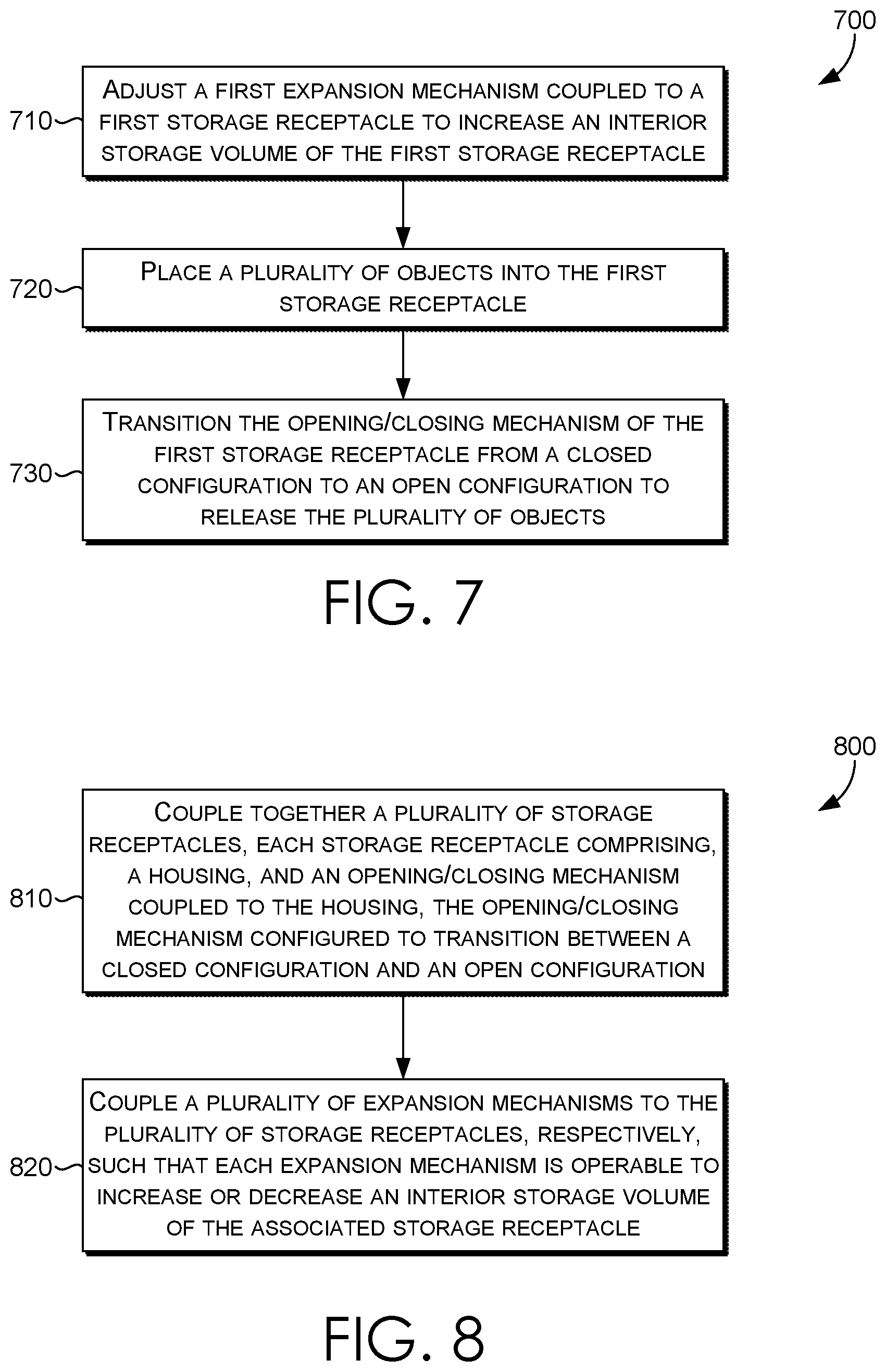 Patent US12583664 Figure 7 – Adjustable storage systems, adjustable storage receptacles, and methods of manufacturing and using the same