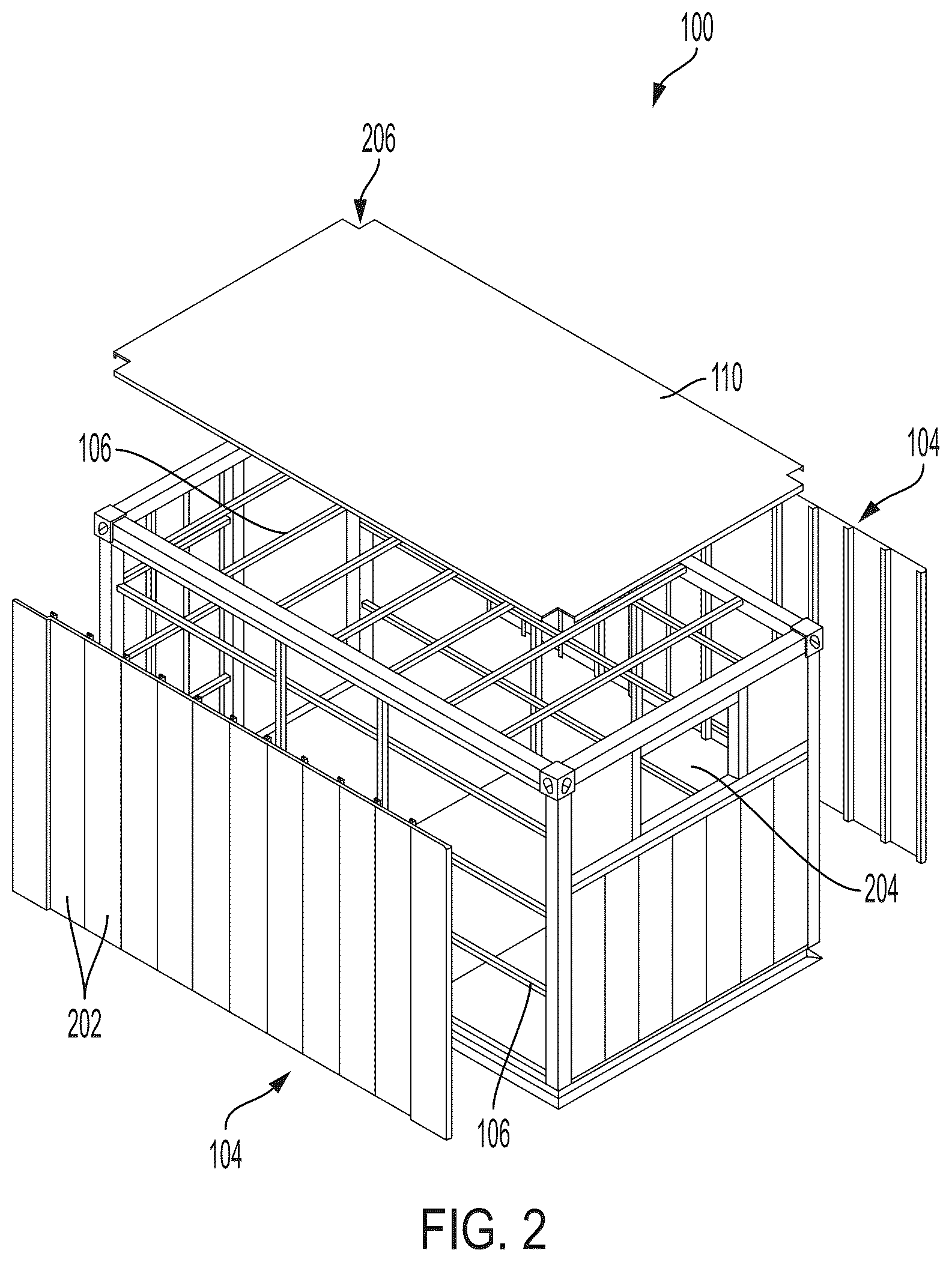 Patent US12583665 Figure 2 – Multipurpose relocatable structure and lifting systems and methods