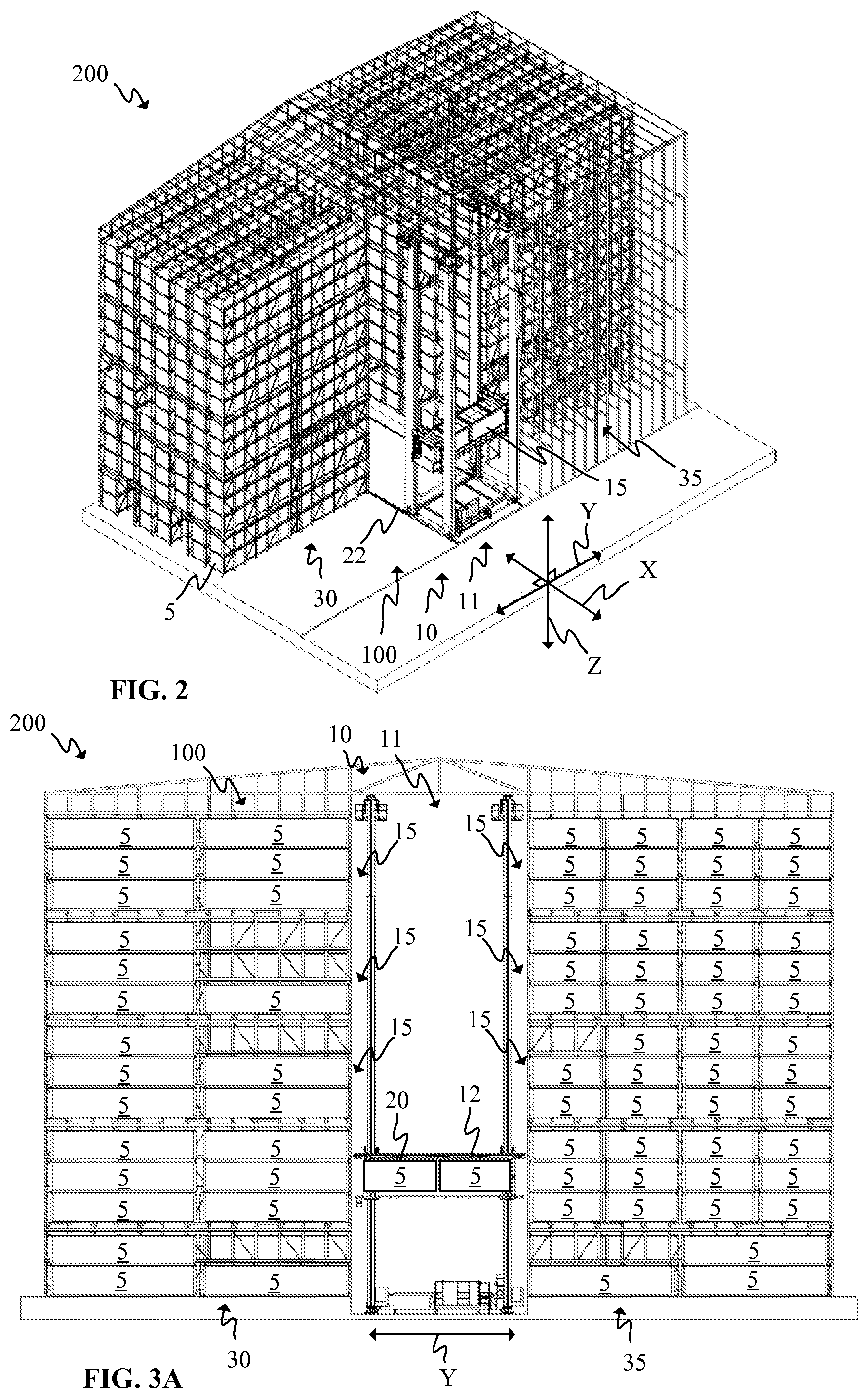 Patent US12583672 Figure 2 – Multi-level container storage system and high-bay container storage