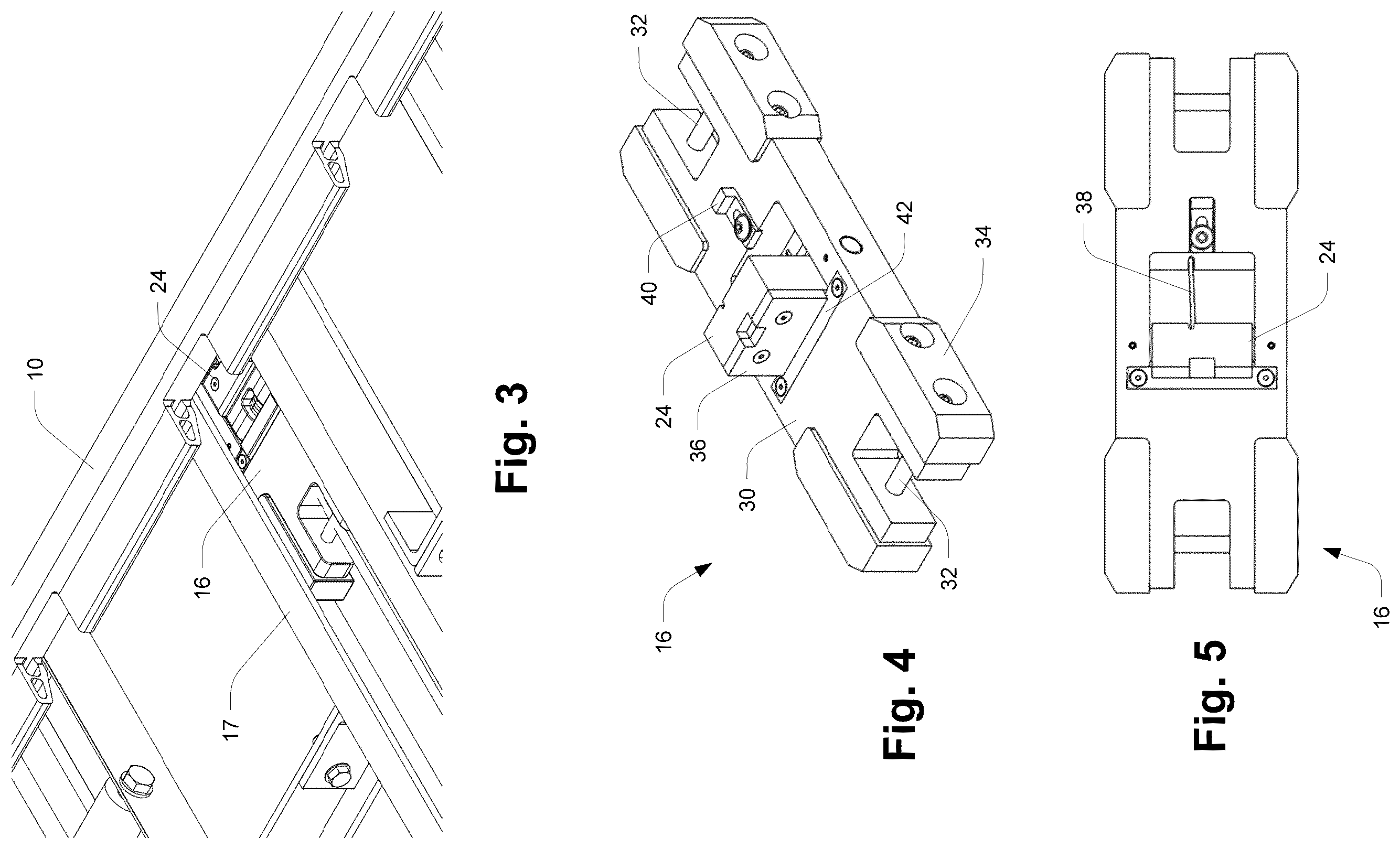 Patent US12583686 Figure 2 – Roller-and-rail cargo handling system with pallet-moving trolley
