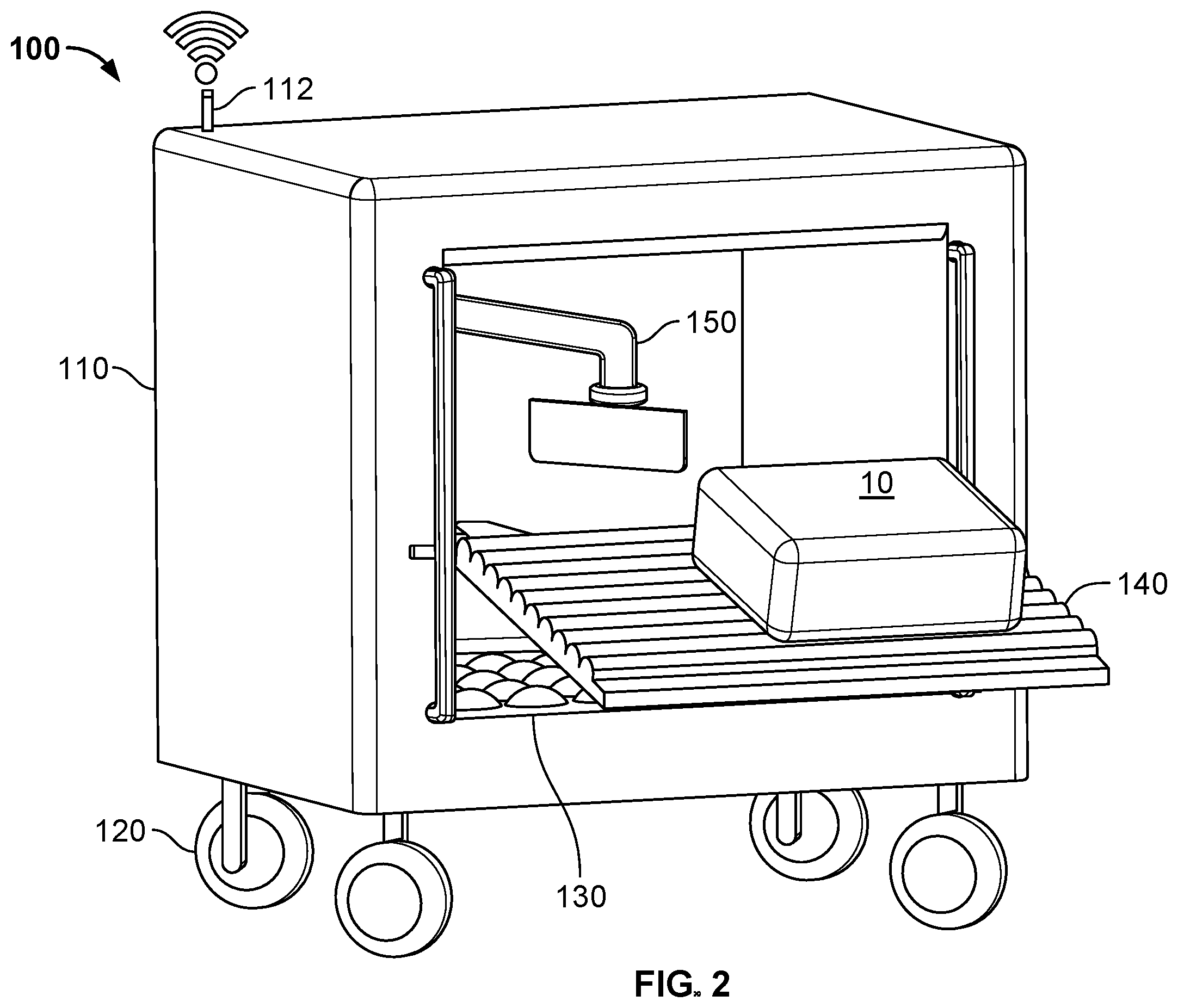 Patent US12583690 Figure 2 – Automated baggage handling carts and systems