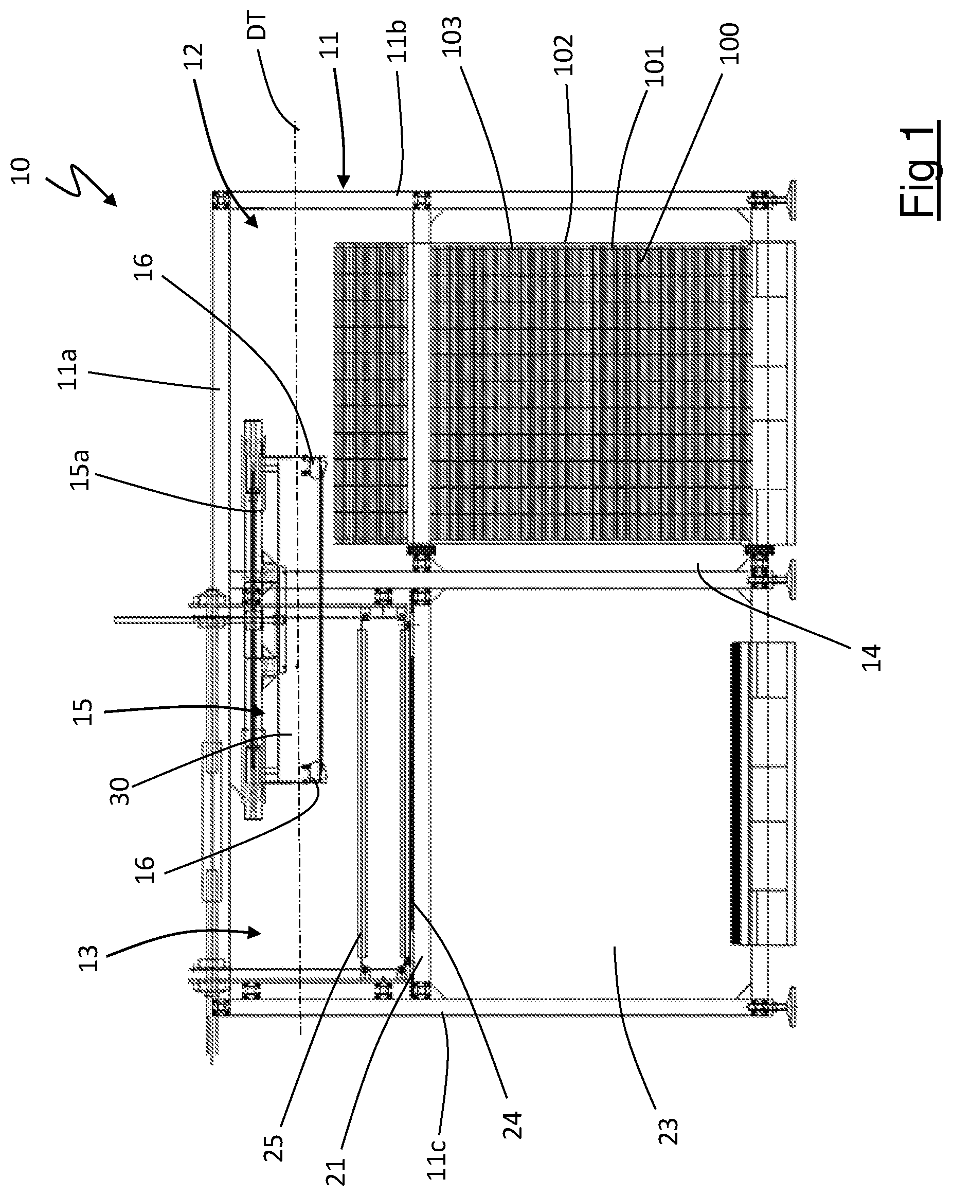 Patent US12583692 Figure 1 – Device for picking up products stacked on pallets and method for picking up products stacked on pallets