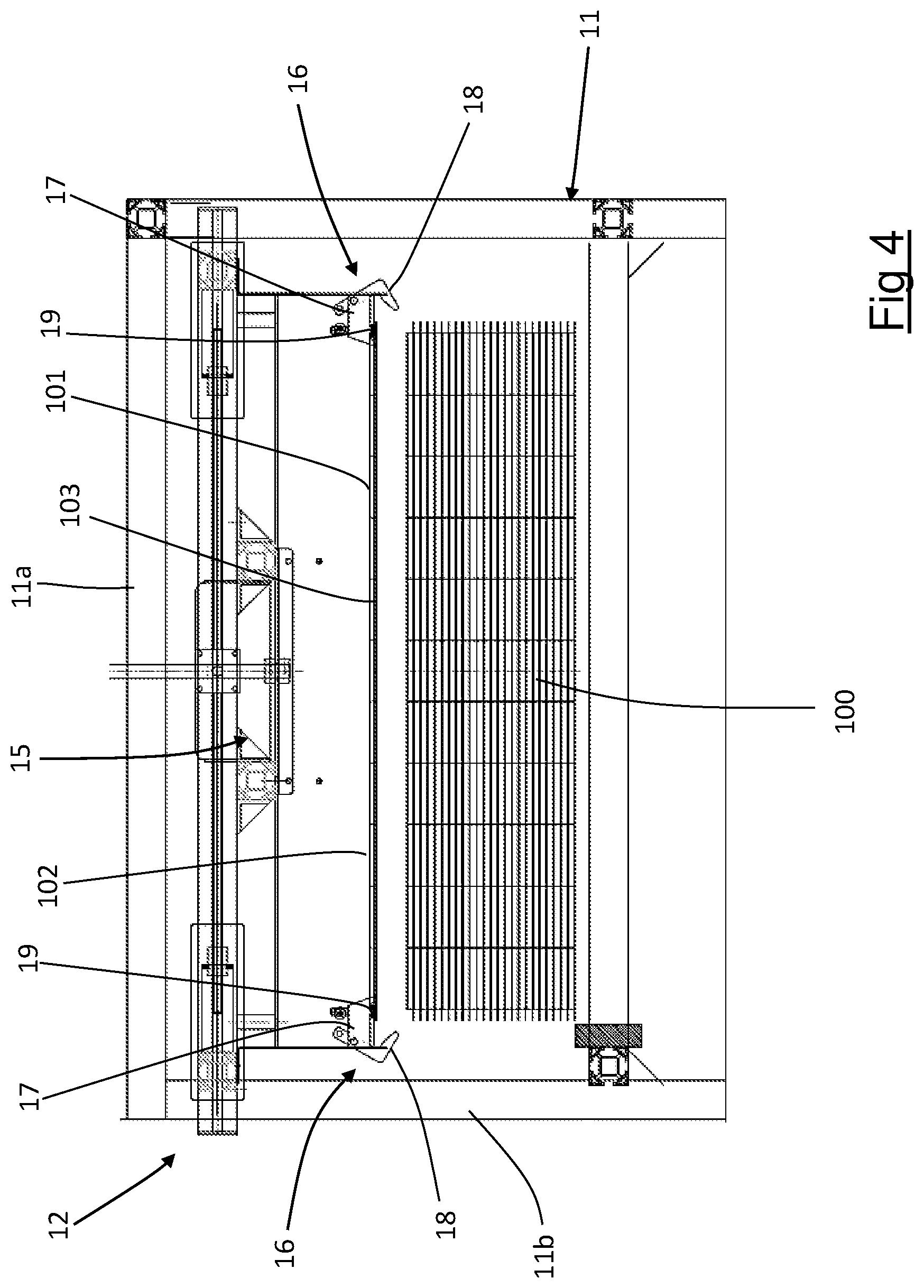 Patent US12583692 Figure 4 – Device for picking up products stacked on pallets and method for picking up products stacked on pallets