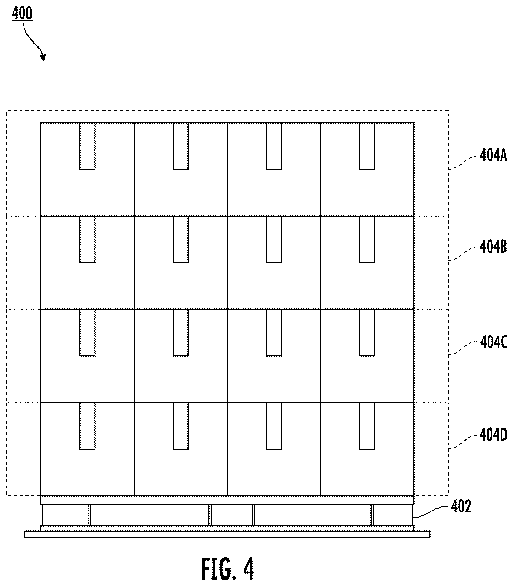 Patent US12583694 Figure 4 – Methods, apparatuses and computer program products for providing a dynamic clearance system for depalletizing objects