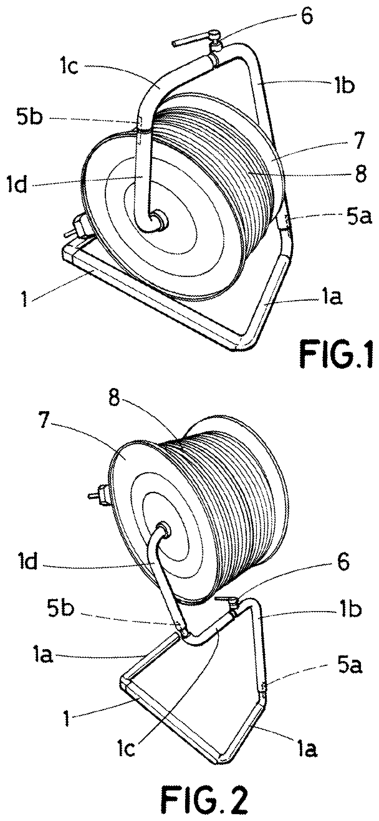 Patent US12583708 Figure 1 – Device for deploying roll-up reels
