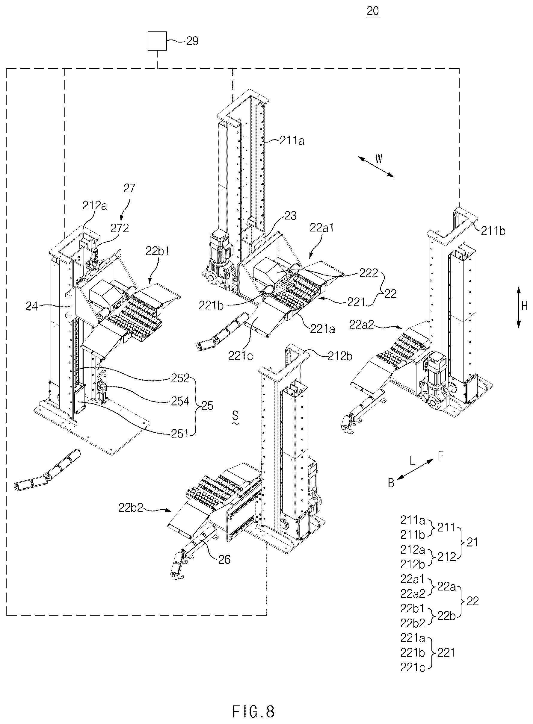 Patent US12583717 Figure 8 – Lift apparatus for vehicle