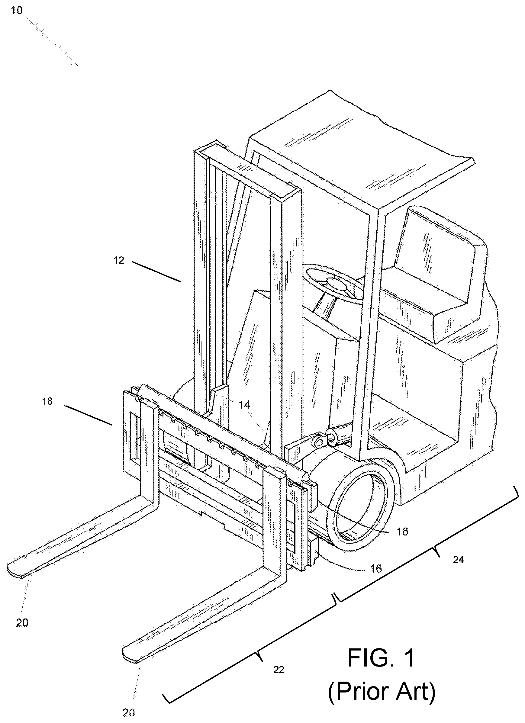 Patent US12583720 Figure 1 – High visibility push-pull forklift attachment