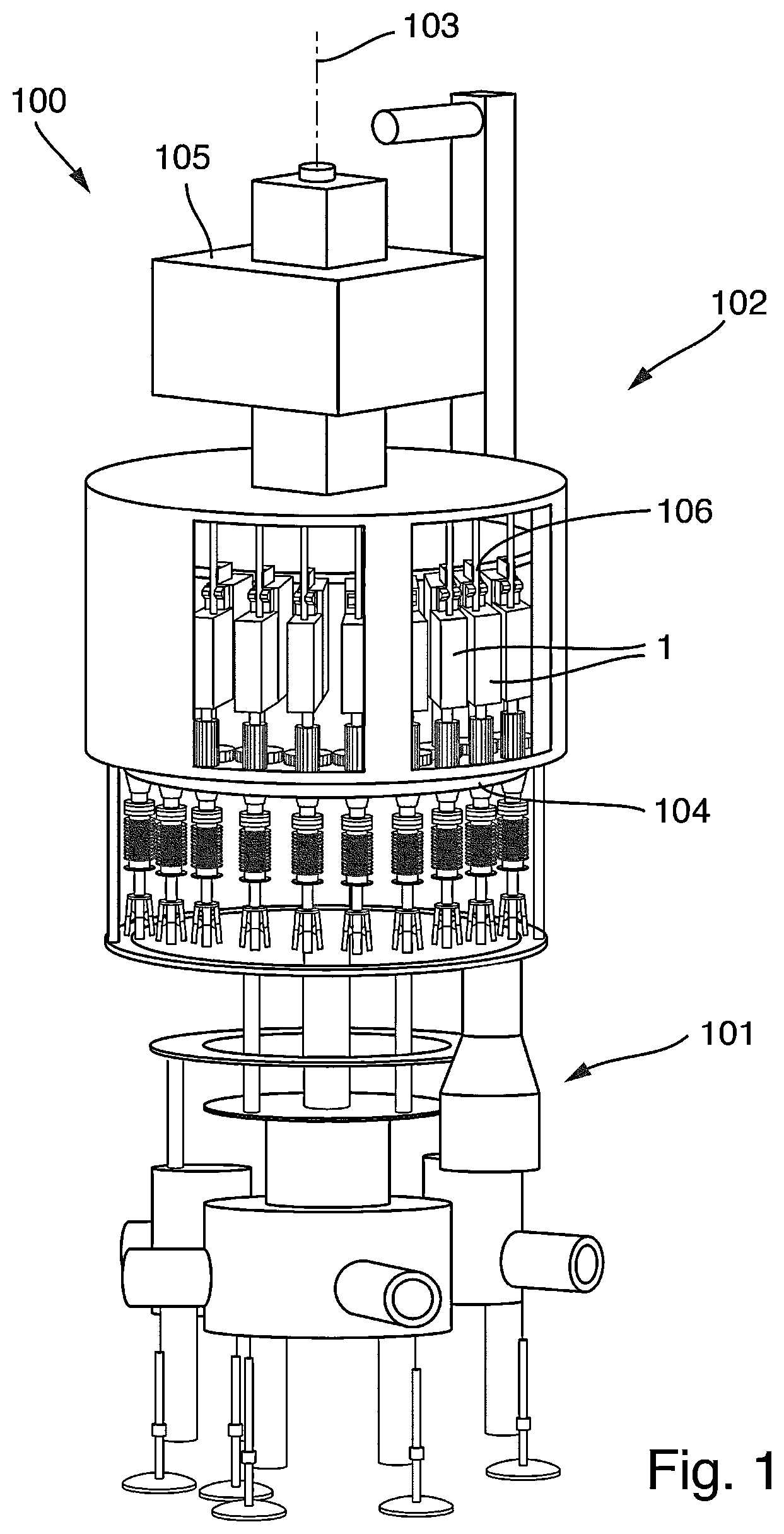 Patent US12583723 Figure 1 – Closing apparatus for closing a container with a container closure and method for monitoring a closing apparatus