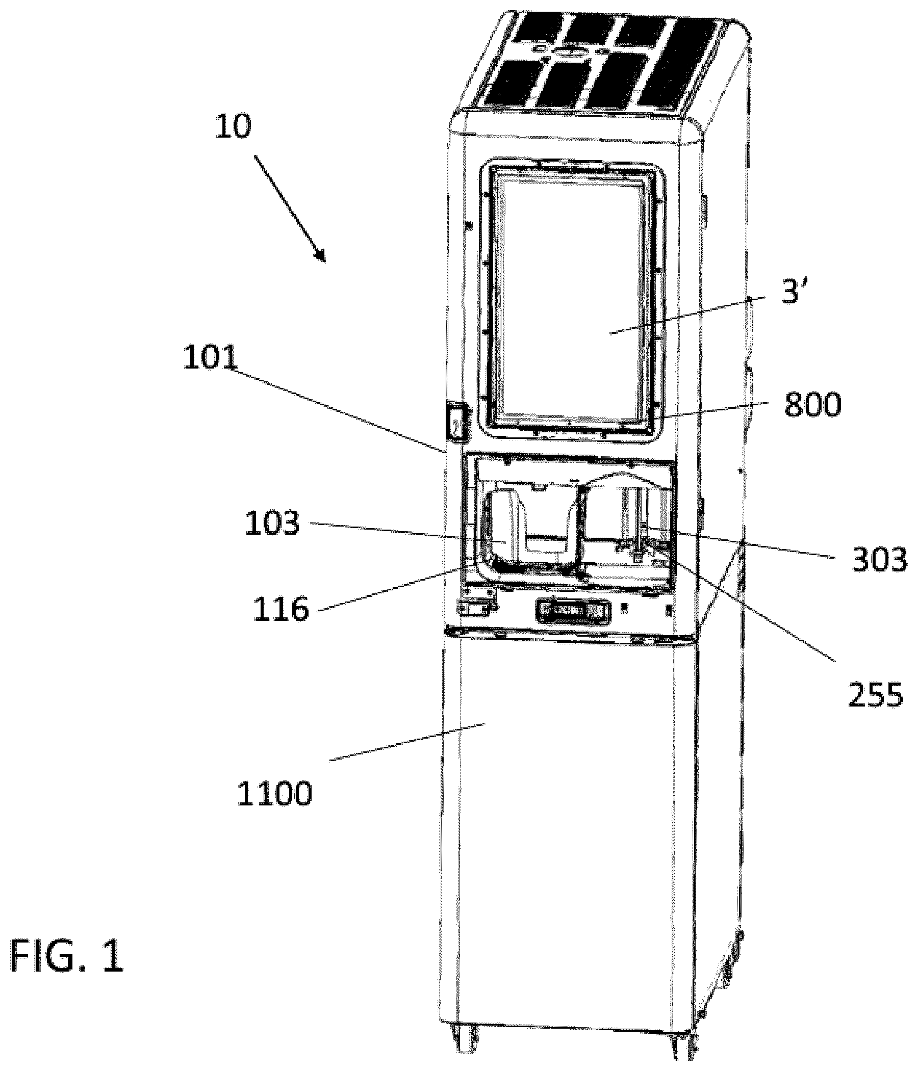 Patent US12583727 Figure 1 – Automated cleaning system for a beverage dispenser