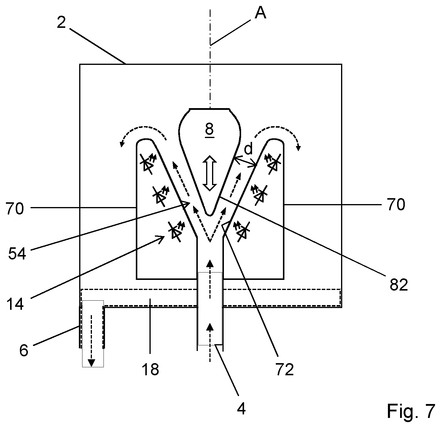 Patent US12583768 Figure 4 – Device and method for sterilising a fluid flowing therethrough