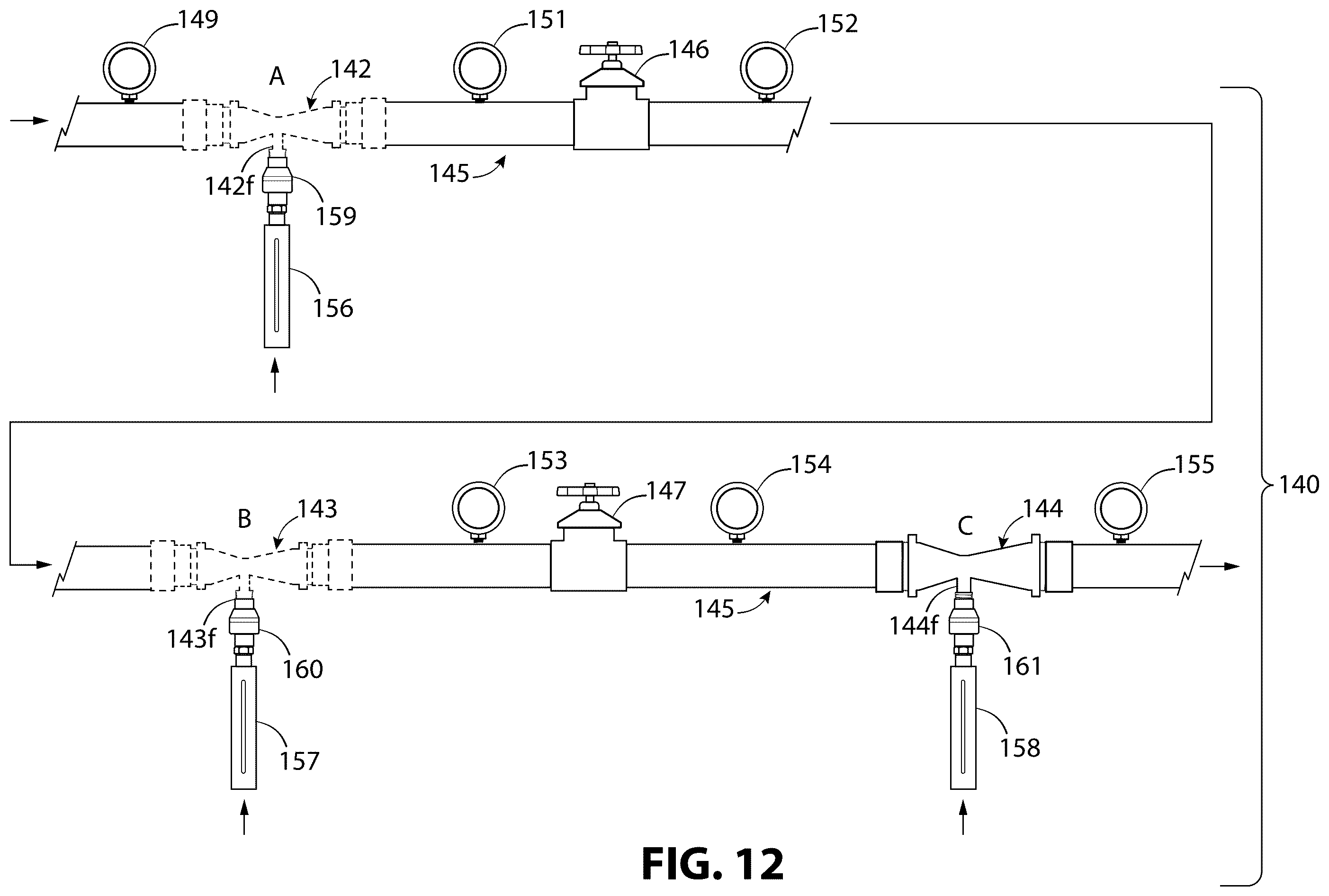 Patent US12583780 Figure 6 – System using venturi injectors in series