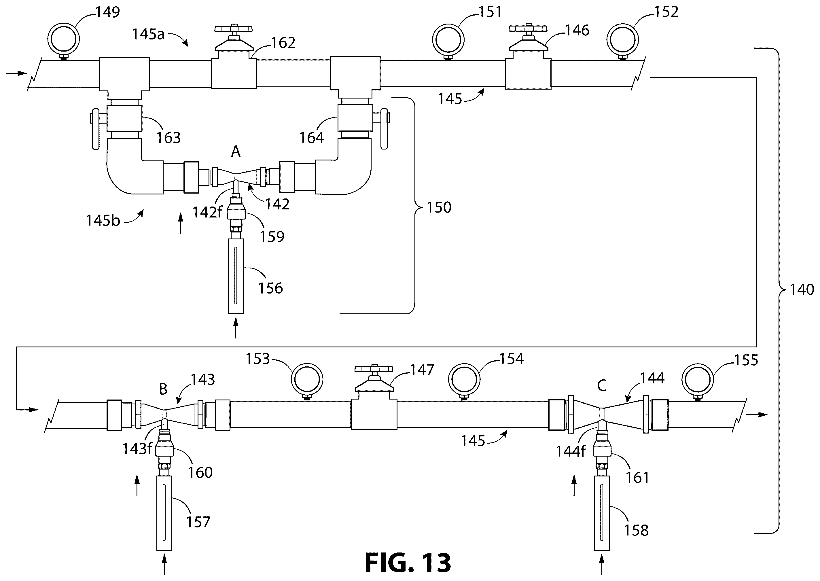 Patent US12583780 Figure 7 – System using venturi injectors in series