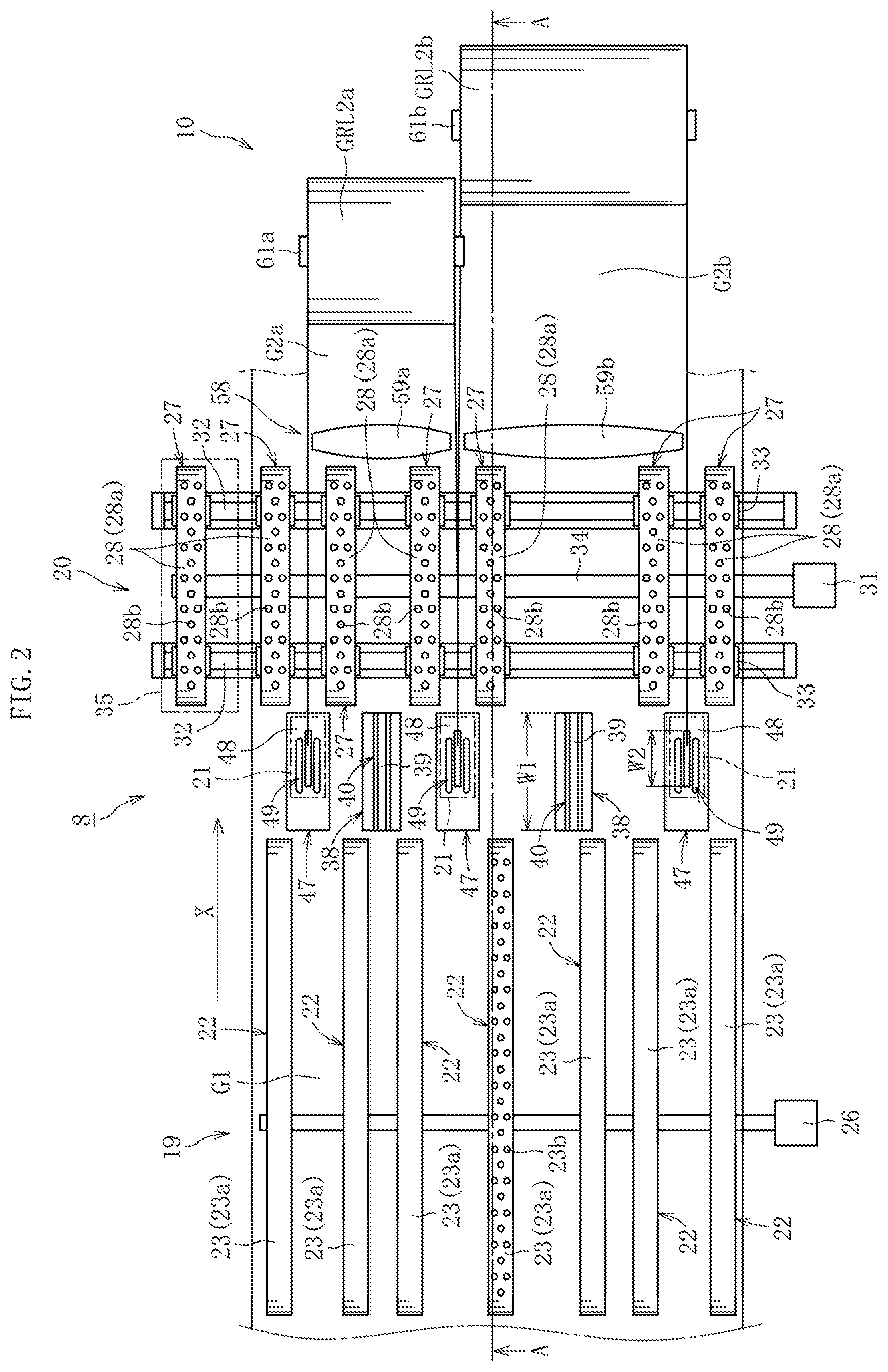 Patent US12583781 Figure 2 – Glass film production method, glass roll production method, and glass film production device