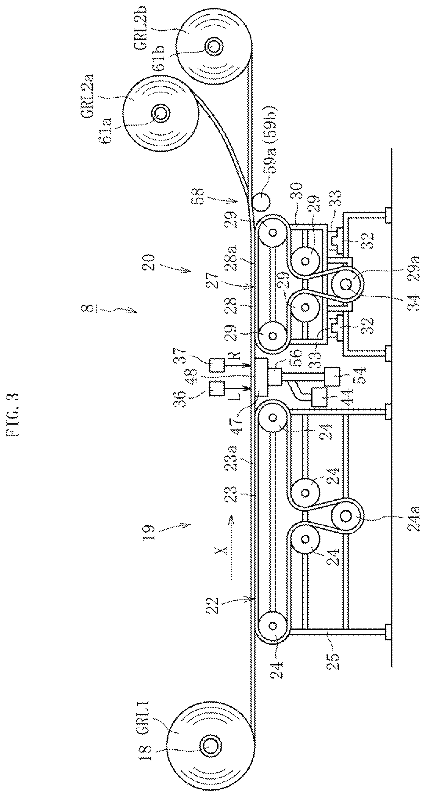 Patent US12583781 Figure 3 – Glass film production method, glass roll production method, and glass film production device