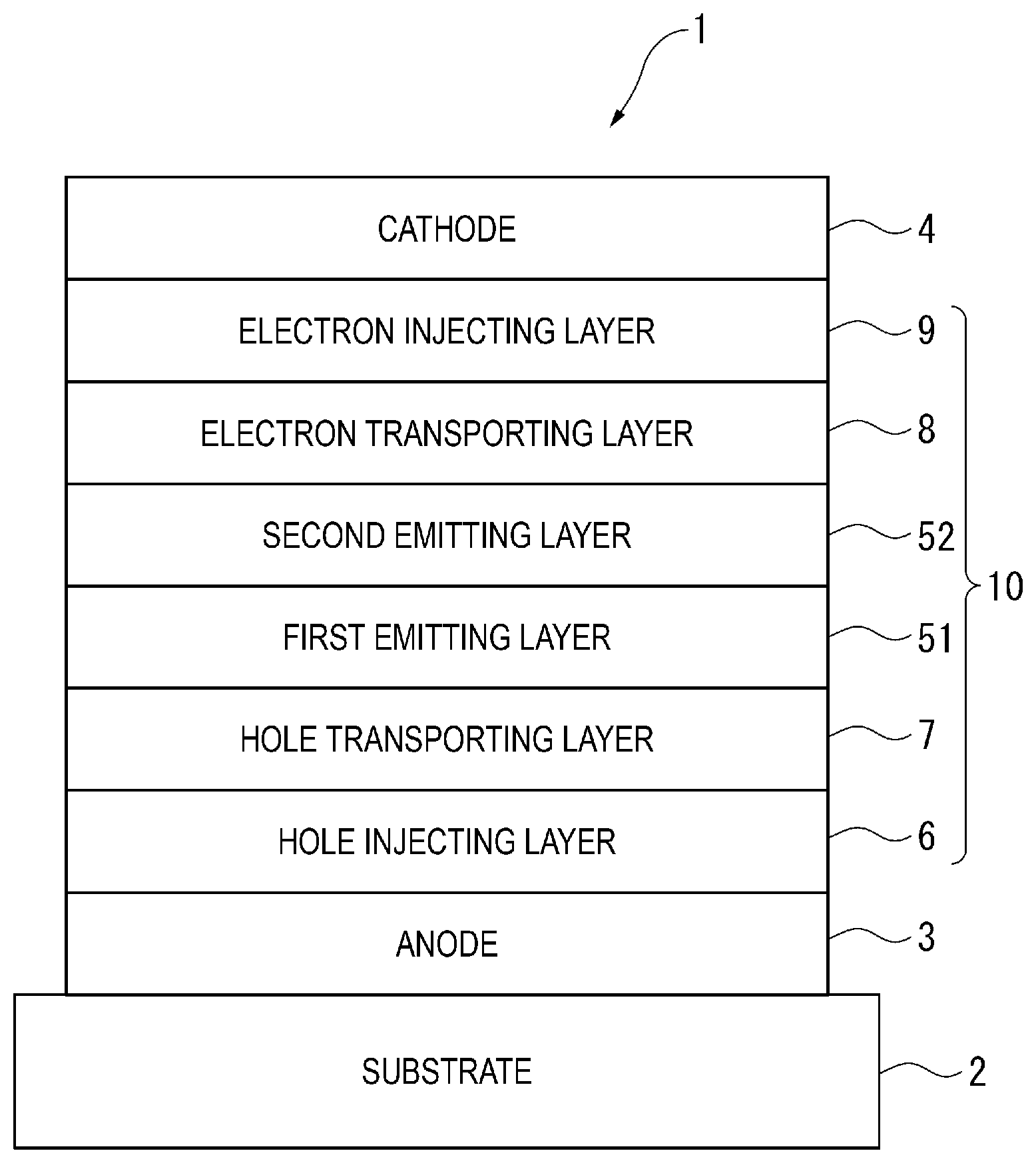Patent US12583864 — Organic electroluminescent element and electronic device — Figure 1