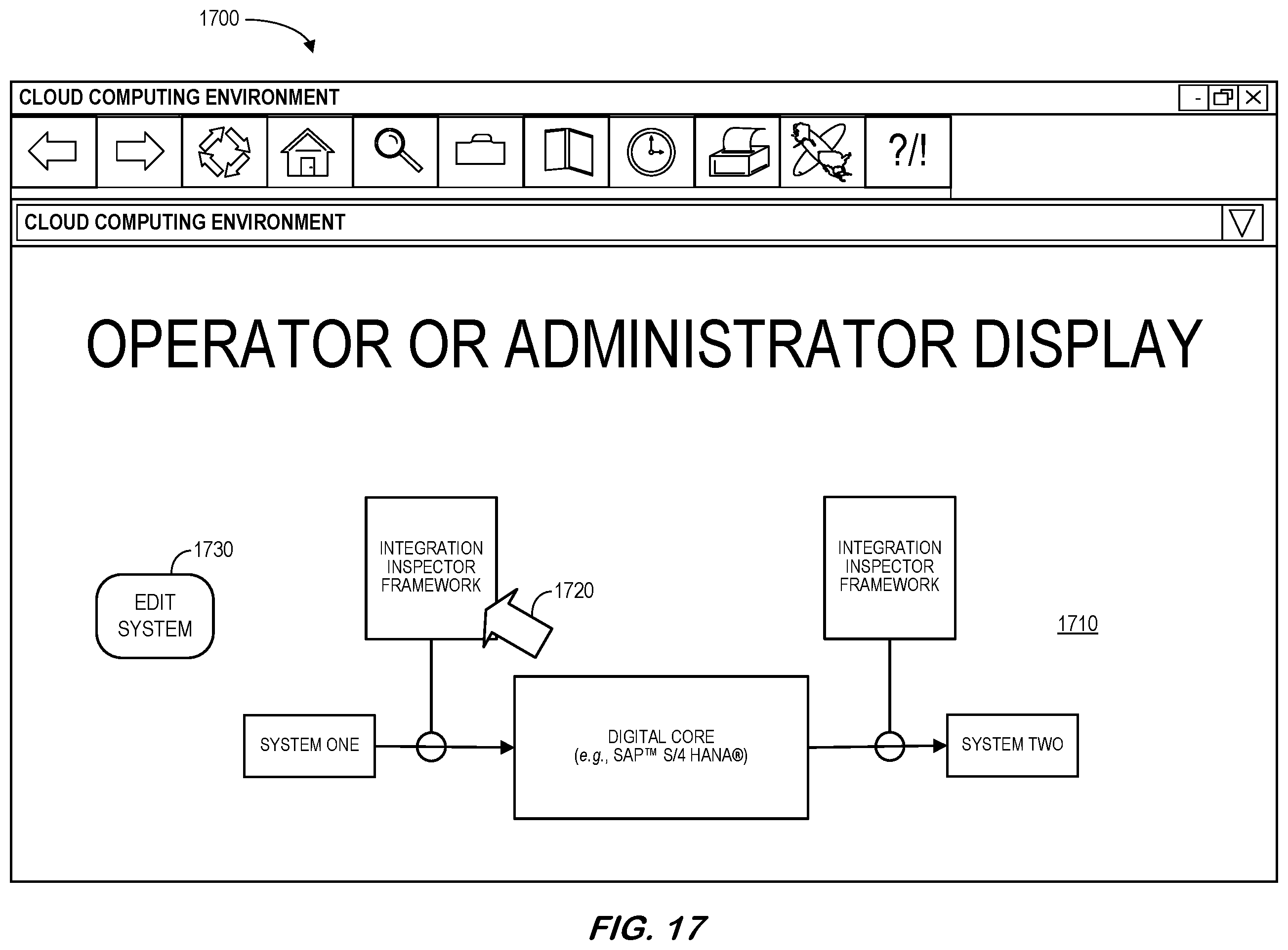 Patent US12586016 Figure 17 – Integration inspector for data transfer between cloud-based computing systems and digital core