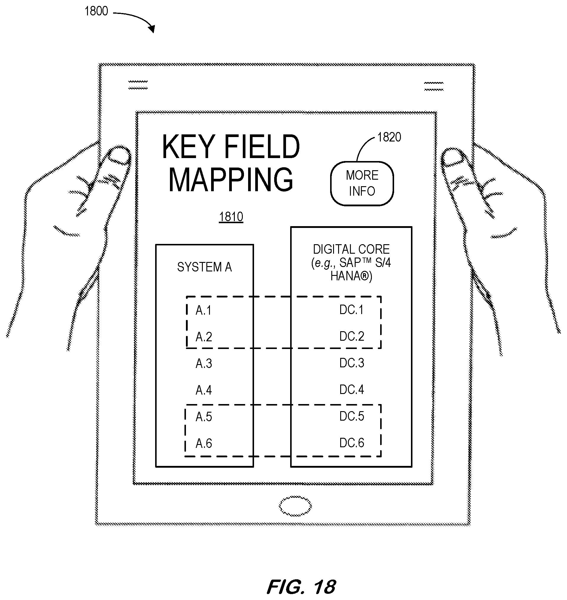 Patent US12586016 Figure 18 – Integration inspector for data transfer between cloud-based computing systems and digital core