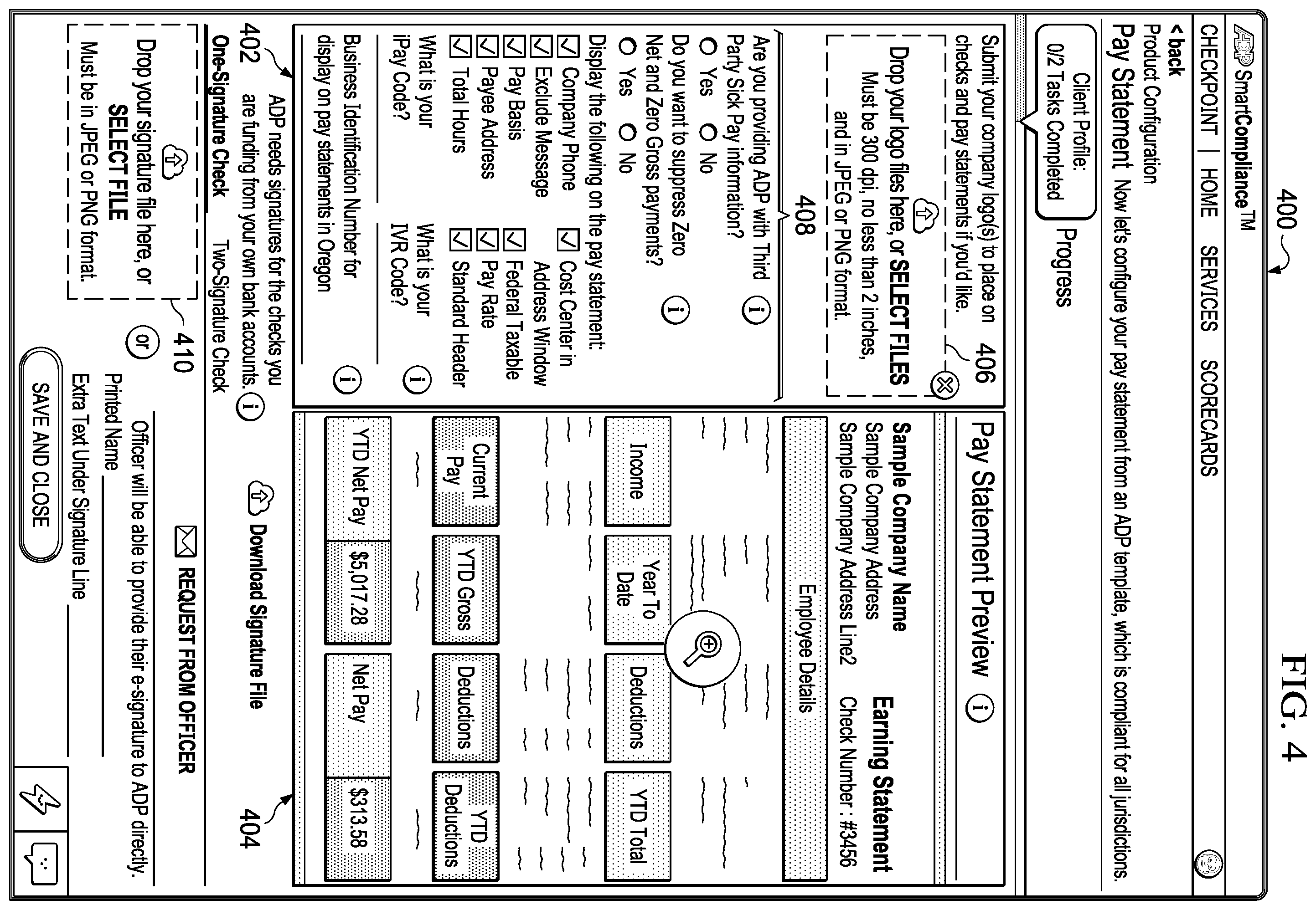 Patent US12586036 Figure 4 – Pay statement setup