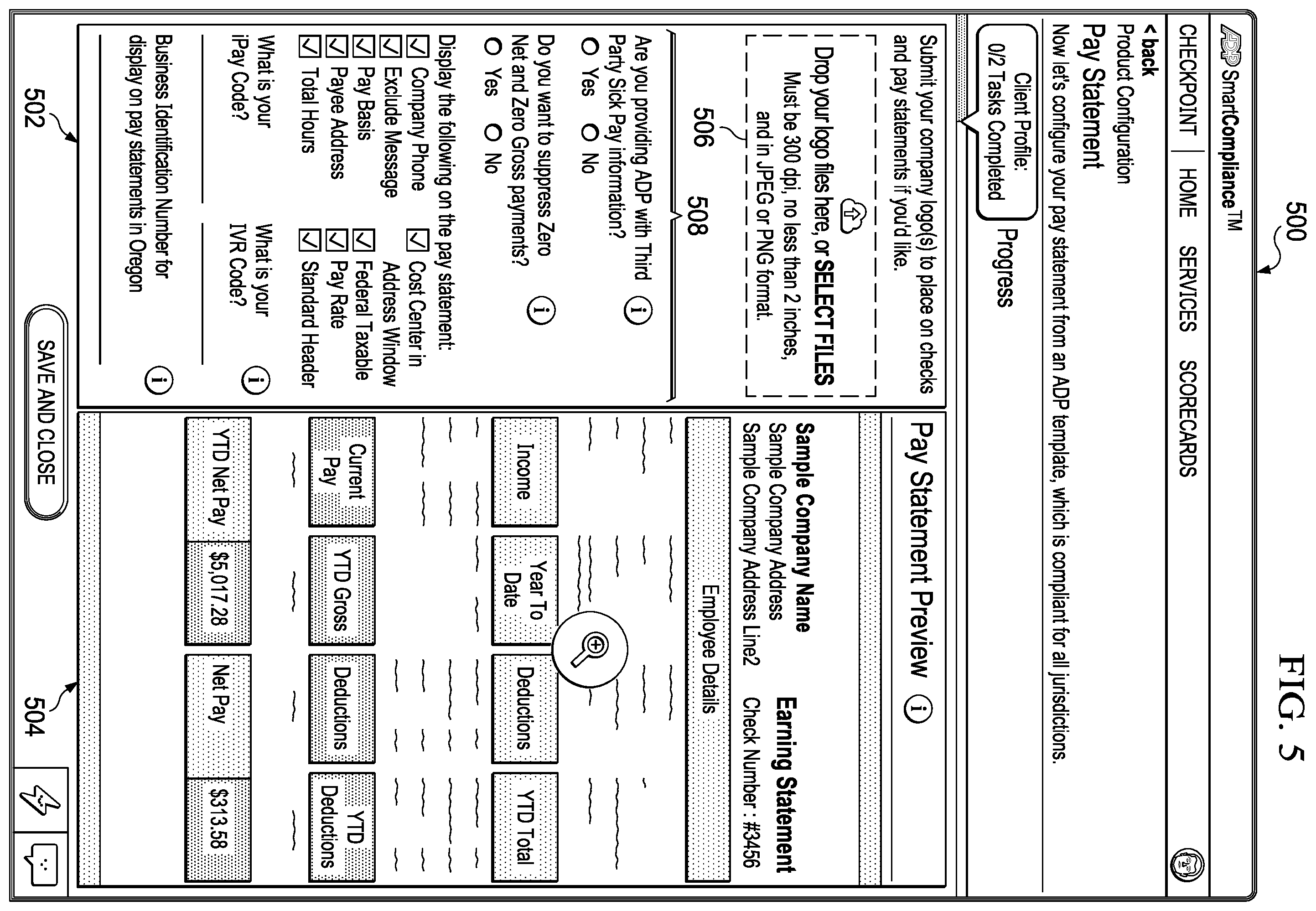 Patent US12586036 Figure 5 – Pay statement setup