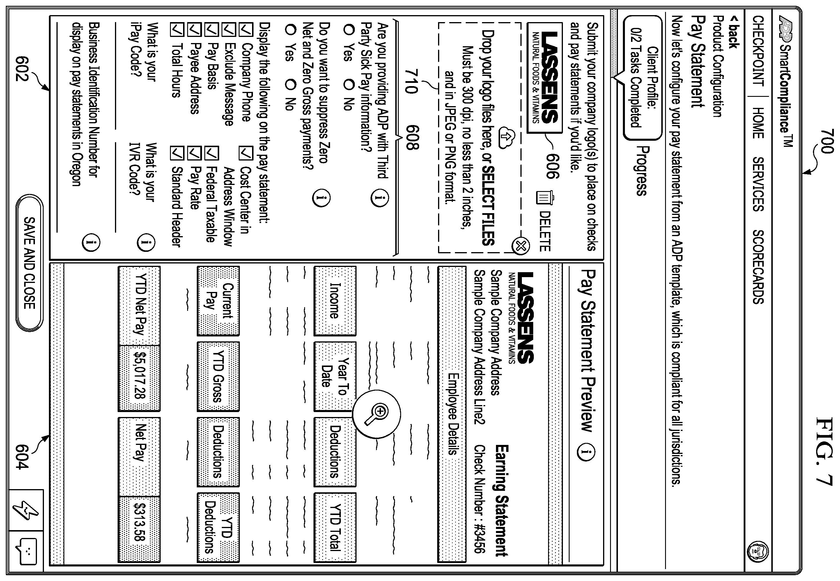 Patent US12586036 Figure 7 – Pay statement setup