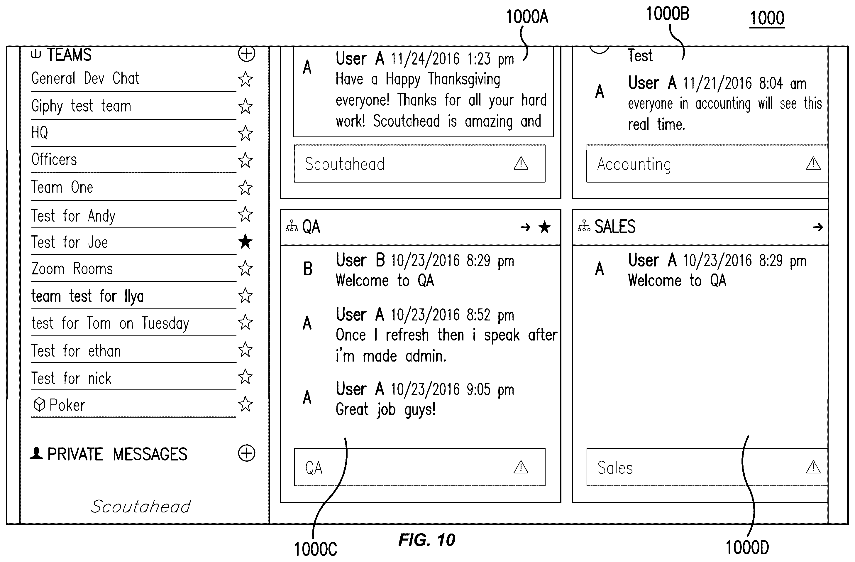 Patent US12586039 Figure 13 – Chat and email messaging integration