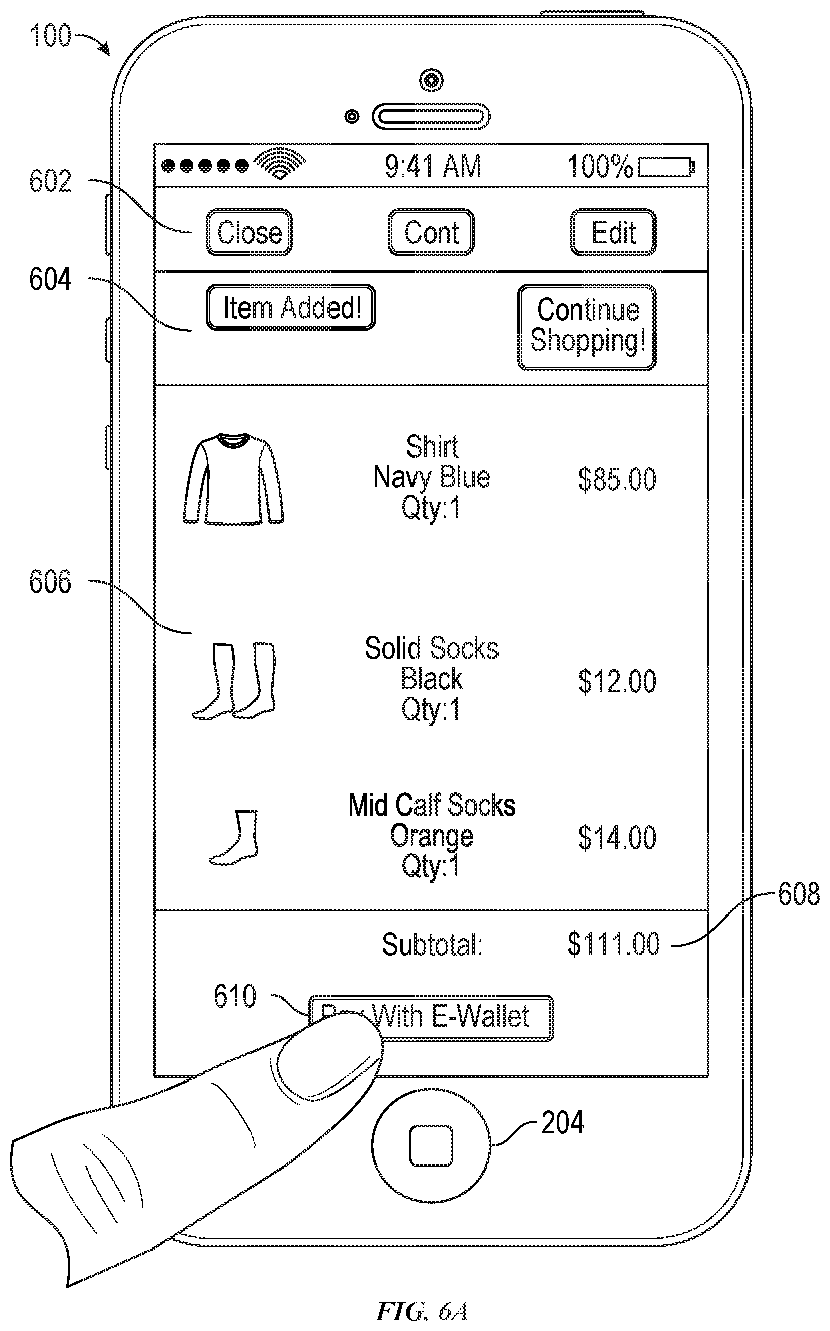 Patent US12586054 Figure 10 – User interface for payments
